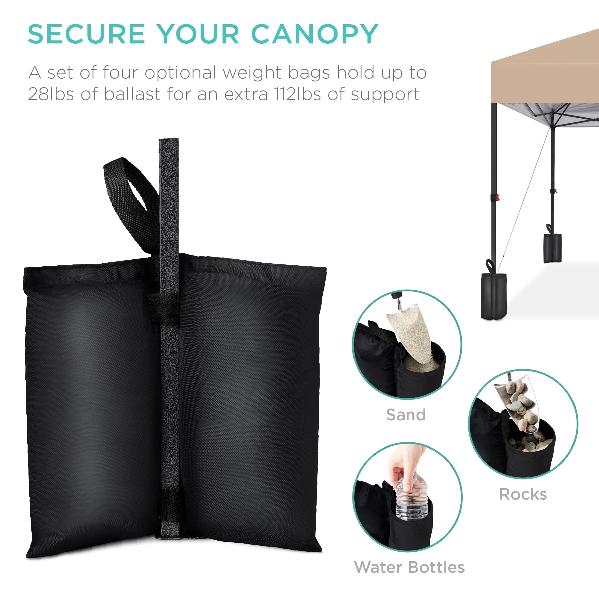Best Choice Products 10x10ft Easy Setup Pop Up Canopy w/ 1-Button Setup, Wheeled Case, 4 Weight Bags - White - Image 232