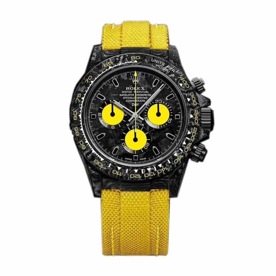 Rolex Daytona DiW NTPT Carbon 46490 Lemon Edition Replica - Elite Watch Atelier