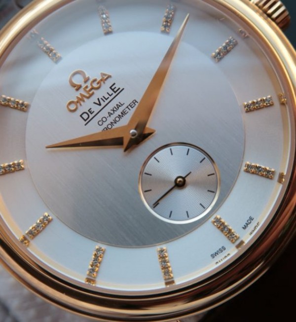 Replica Omega MKF De Ville 39mm RG Co-Axial White Dial Diamonds Markers Leather A2202 - Elite Watch Atelier