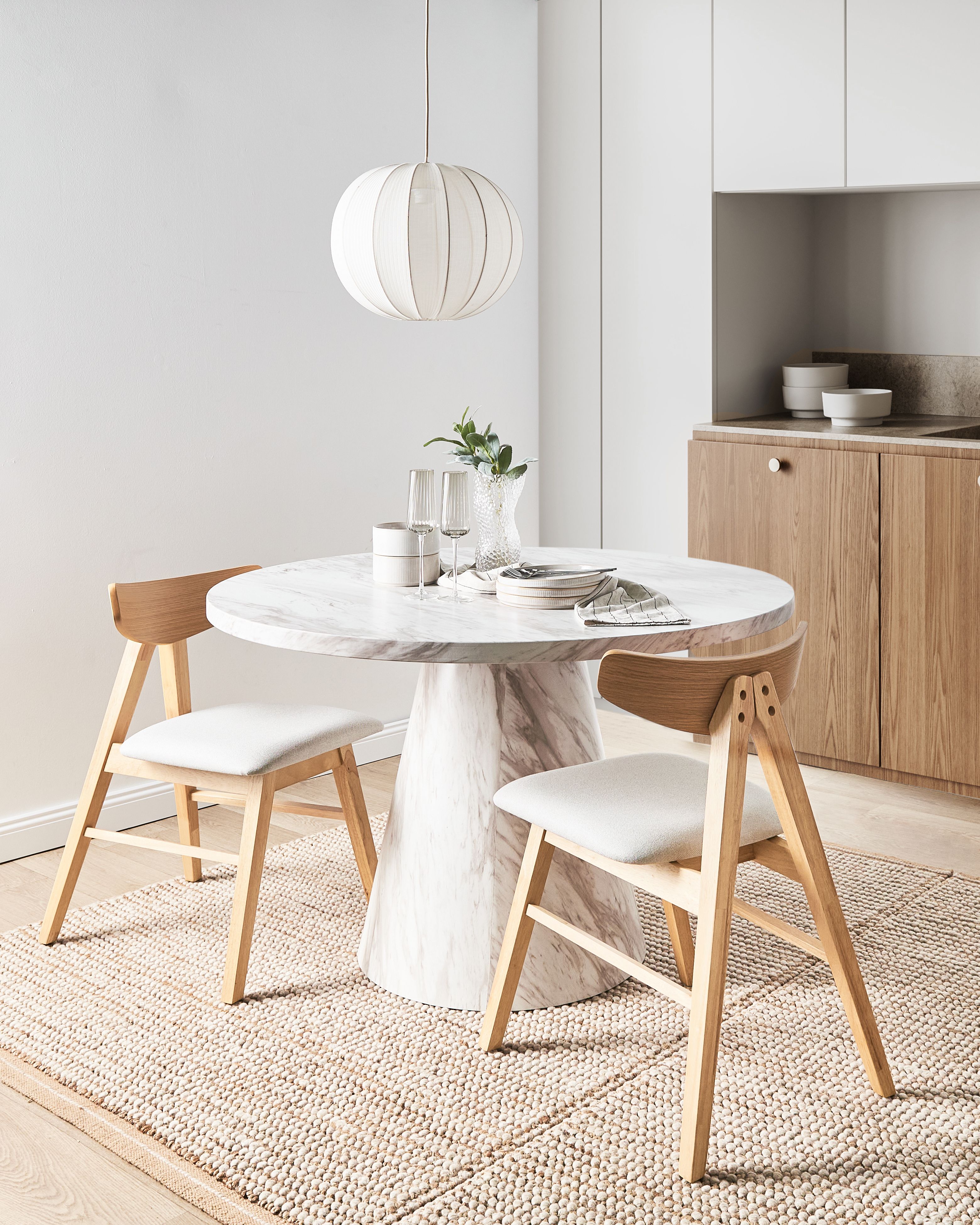 Set of 2 Dining Chairs LACOTA Wood Light Brown/ Grey