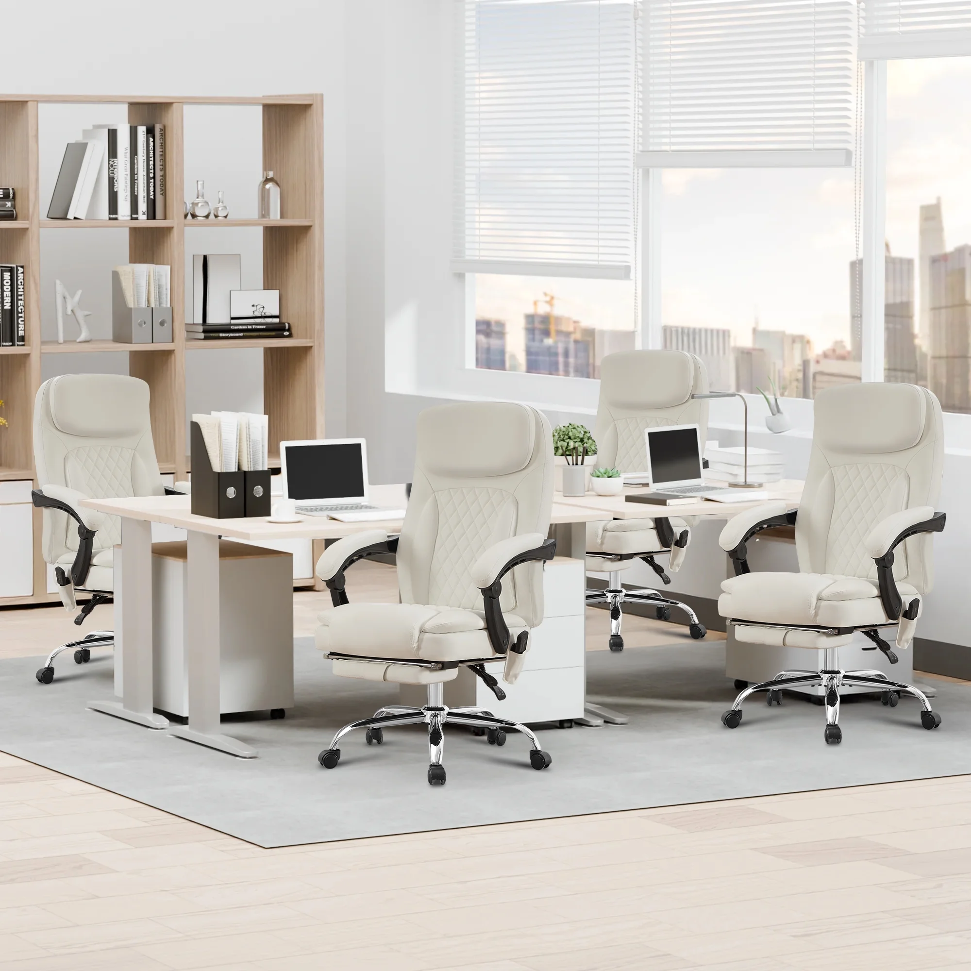 JONPONY Big and Tall Office Chair 500LBS Executive Office Chair Massage and Footrest Ergonomic Computer Desk Chair Reclining High Back Leather Office Chair Lumbar Back Support Swivel Rolling,Black - Image 59