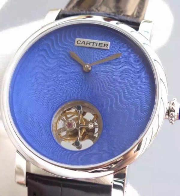 Replica Cartier Rotonde De Cartier Tourbillon SS Blue Dial - Elite Watch Atelier