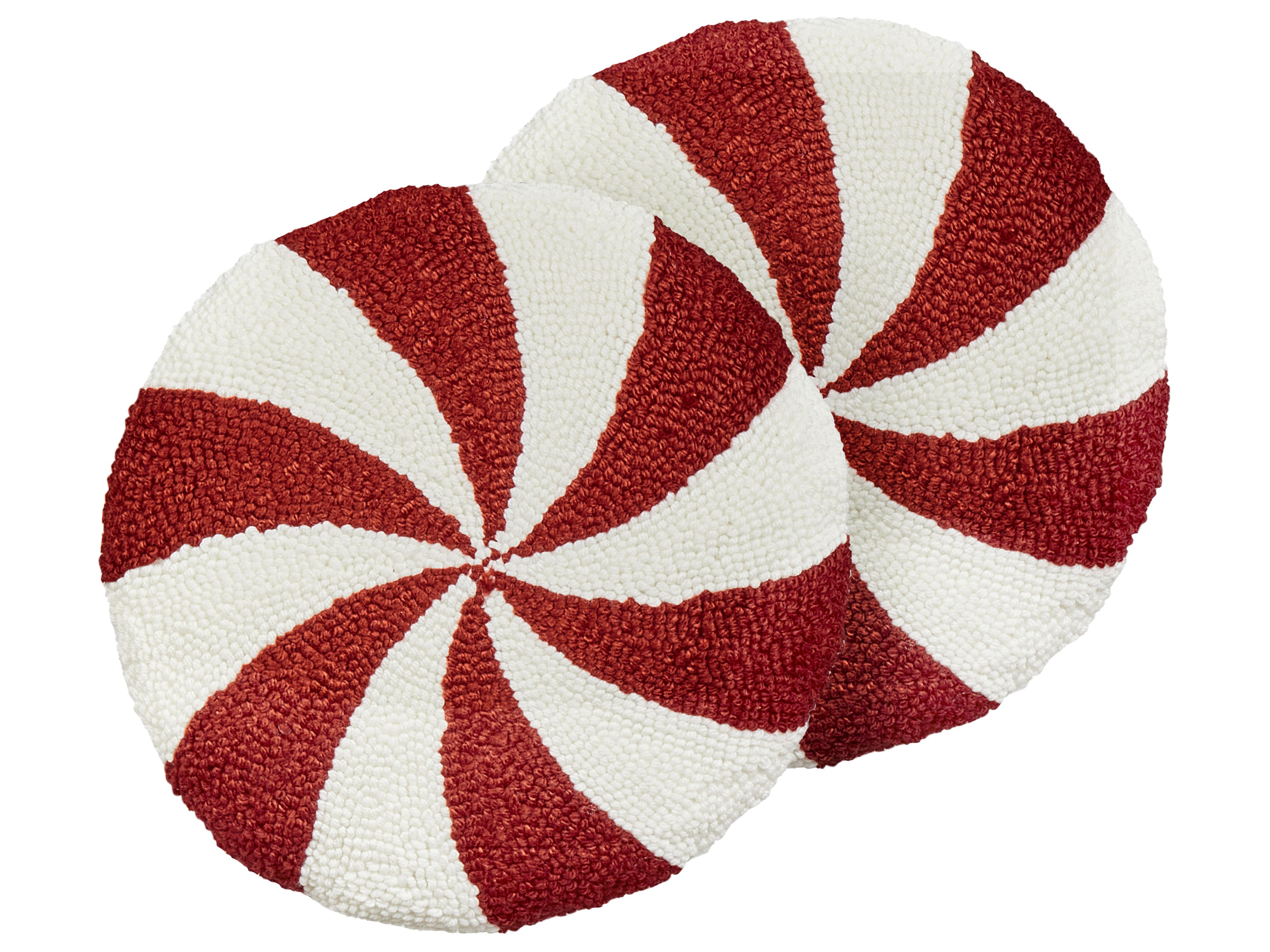 Set of 2 Decorative Cushions SWIRL CANDY Boucle 40 x 40 cm Red