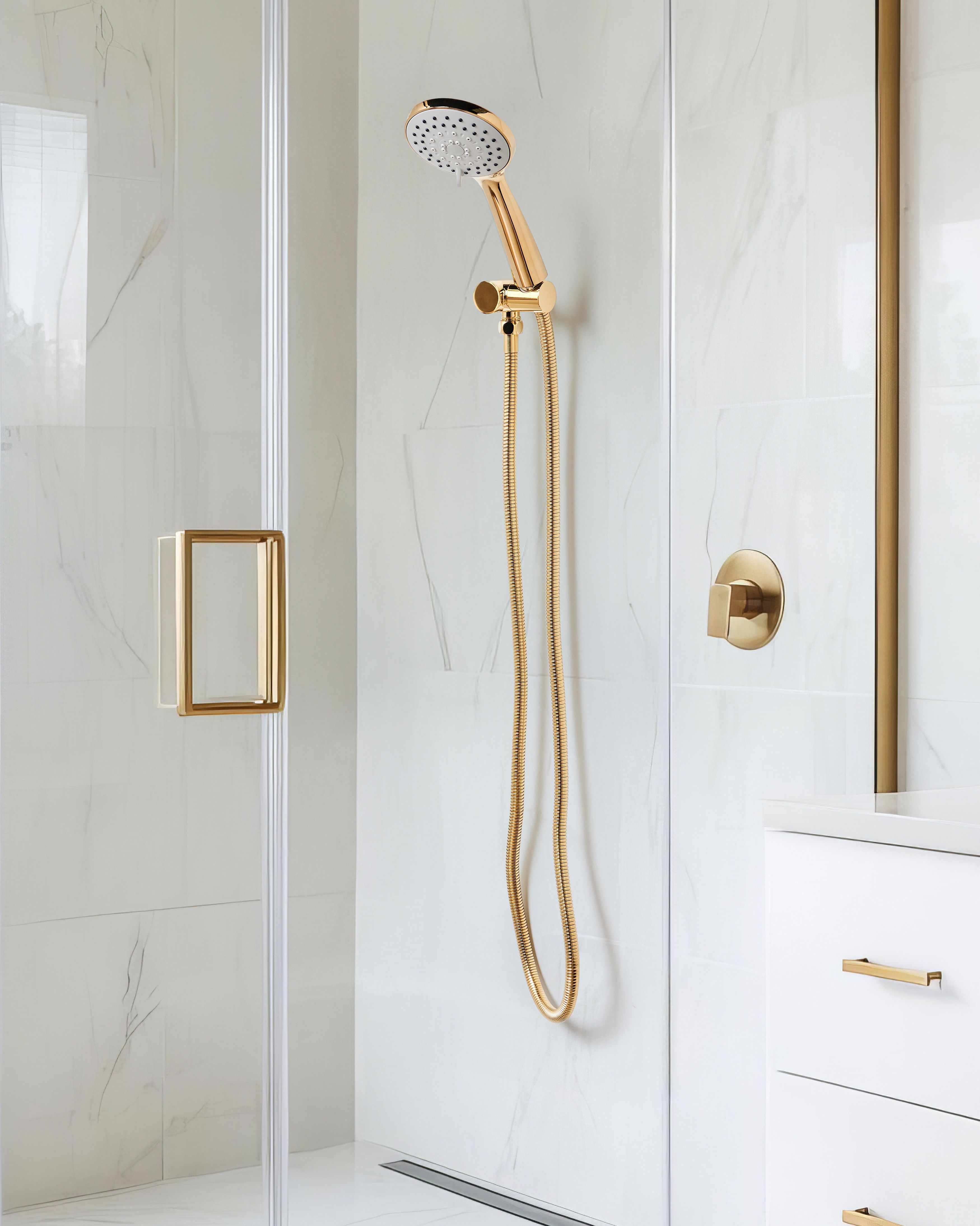Shower Head and Hose Kit TAMUSHAL 3-function Gold