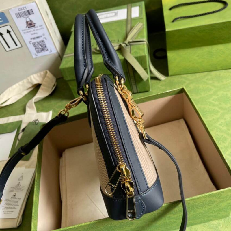 Replica Gucci Horsebit 1955 Mini Top Handle Bag 640716 In Beige Canvas1:1High-quality replica