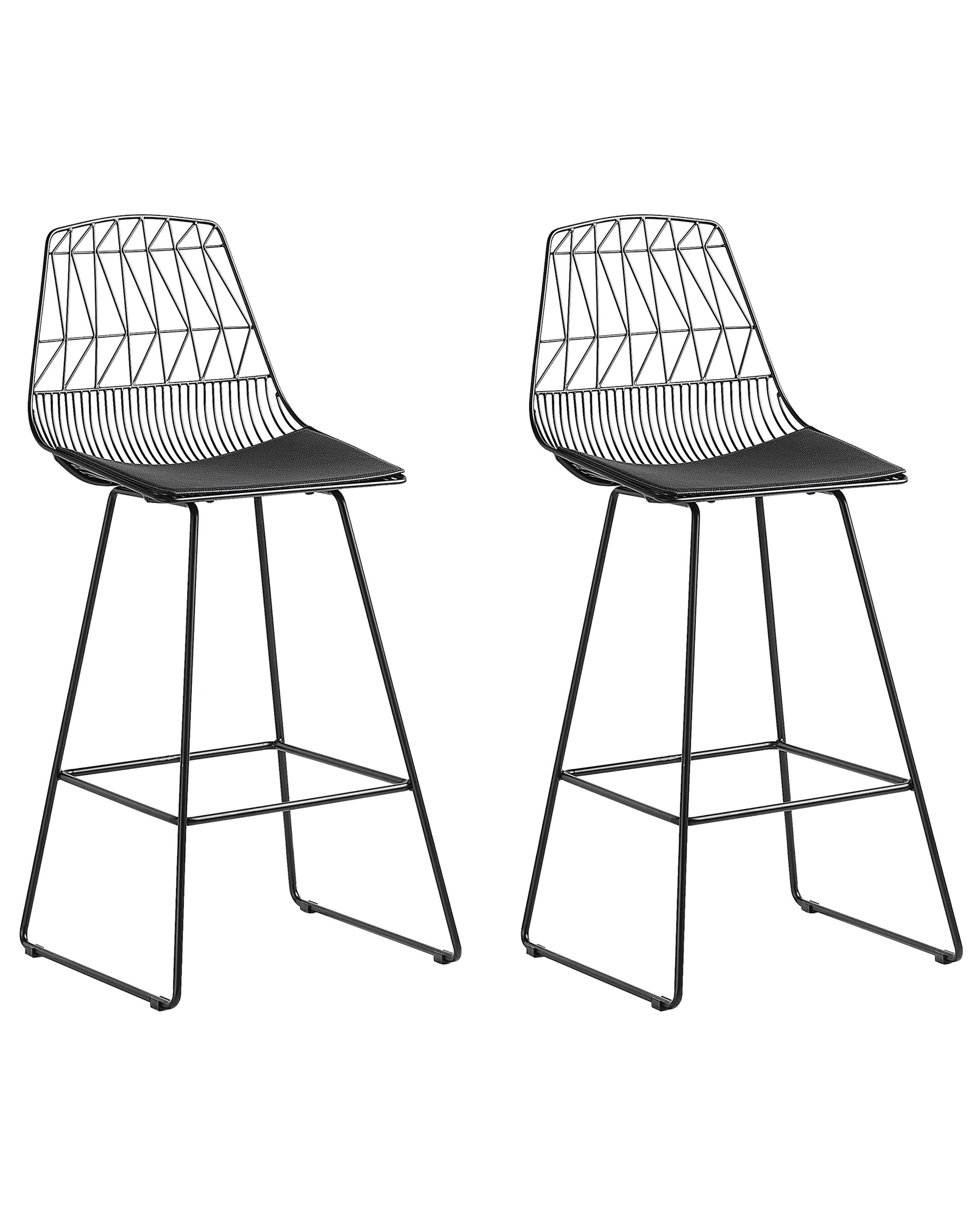 Set of 2 Bar Chairs PRESTON Metal Black