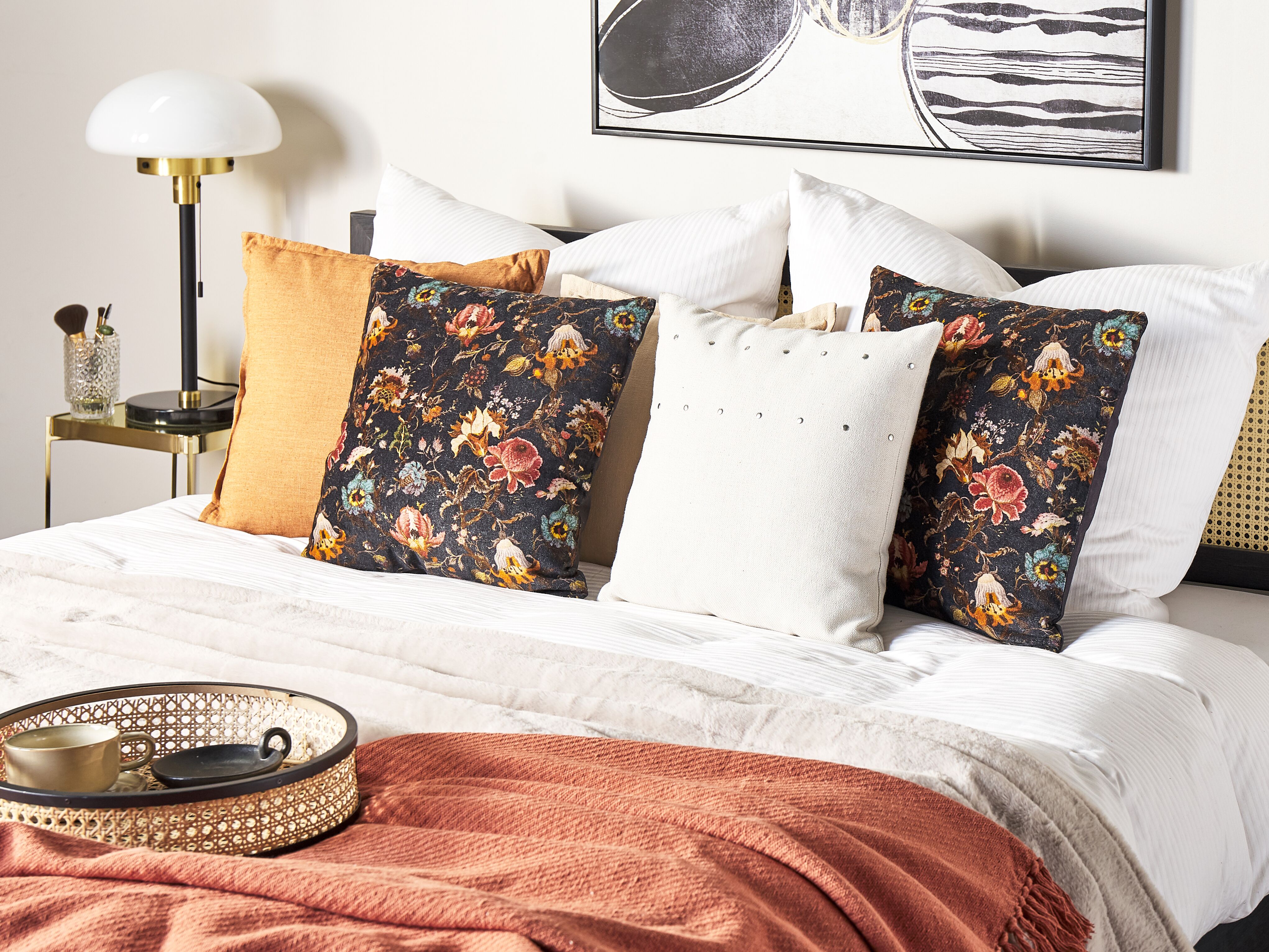 Set of 2 Decorative Cushions RAMONDA Velvet 45 x 45 cm Multicolour Floral Pattern