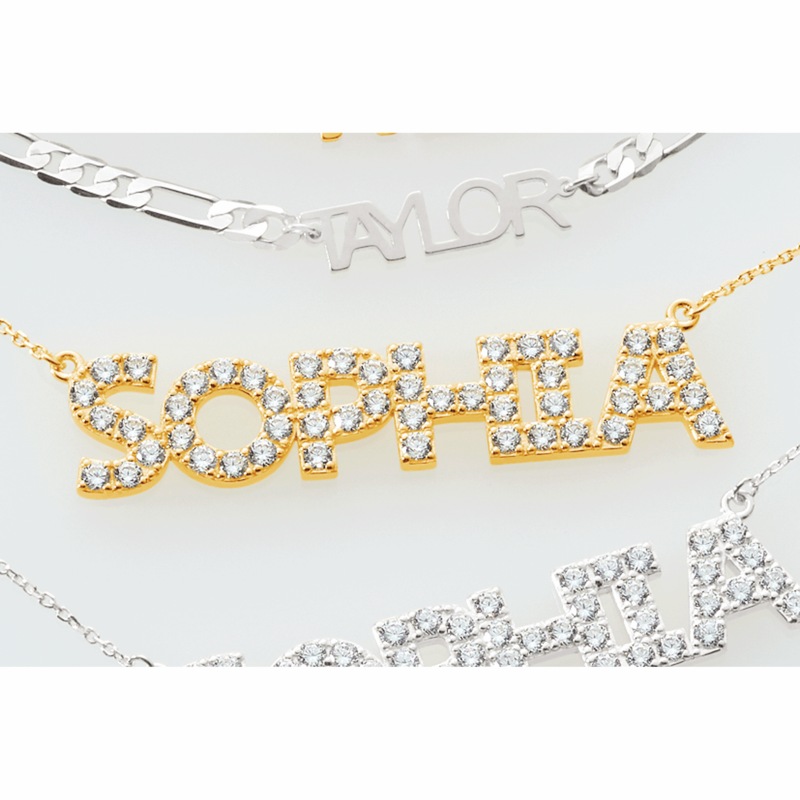 Personalized Name Cubic Zirconia Necklace - MIDNIGHT VELVET CATALOG
