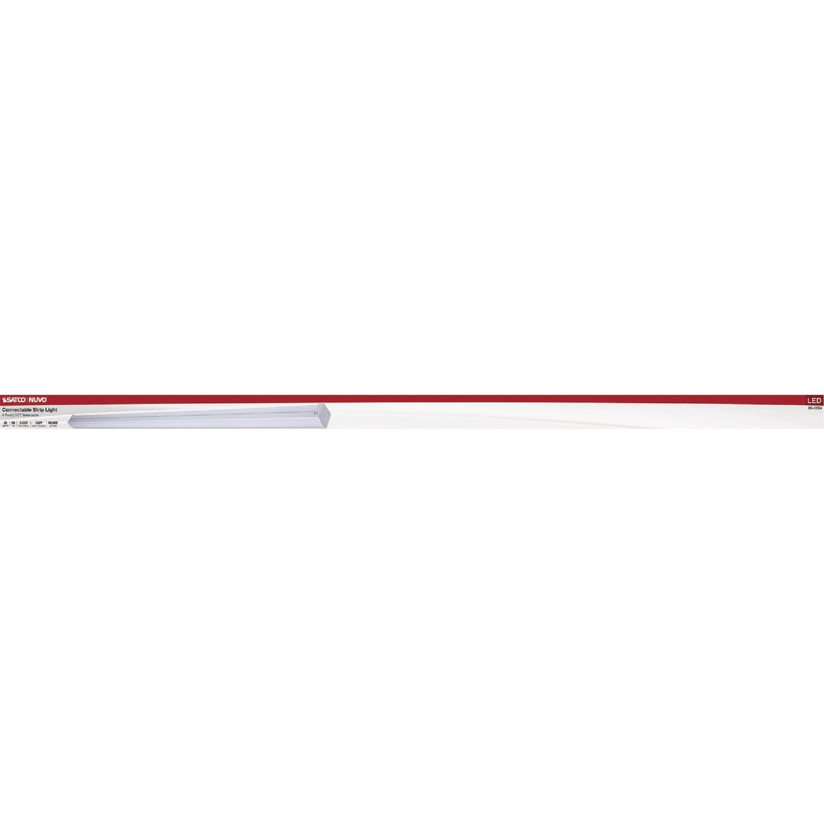SATCO NUVO 30W LED 4 Ft. Connectable Strip Light 27K/30K/35K/40K/50K CCT-Selectable White