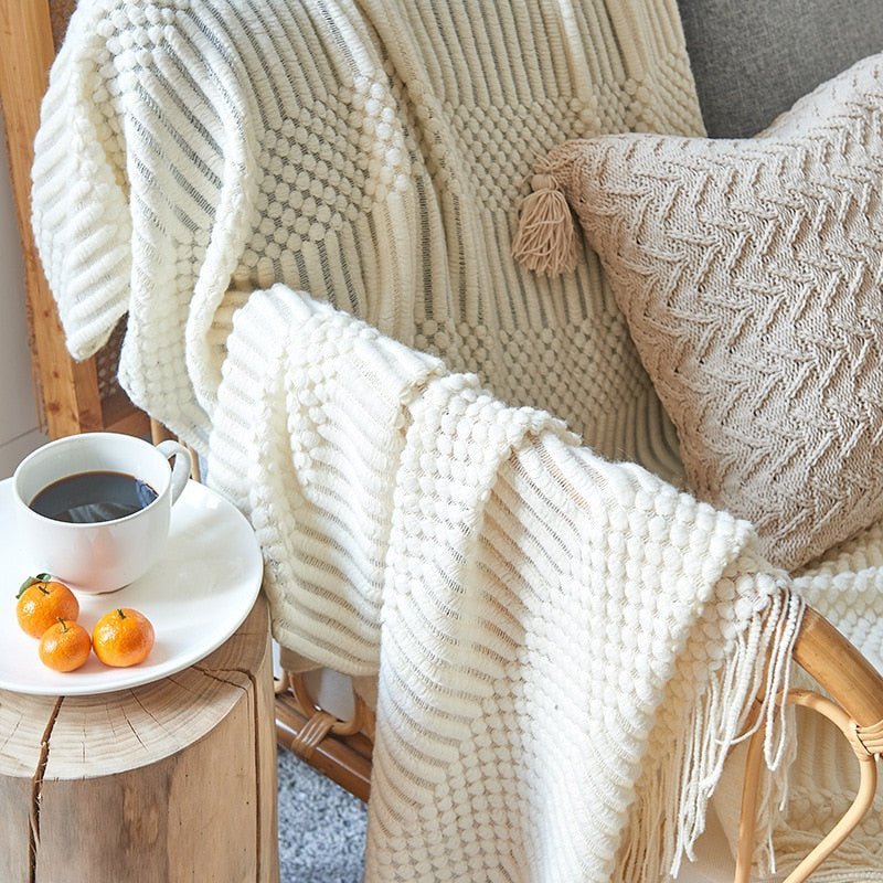 Zachte Gebreide Deken 130x160 cm – Scandinavisch Design voor Bank en Bed, Comfortabel en Duurzaam
