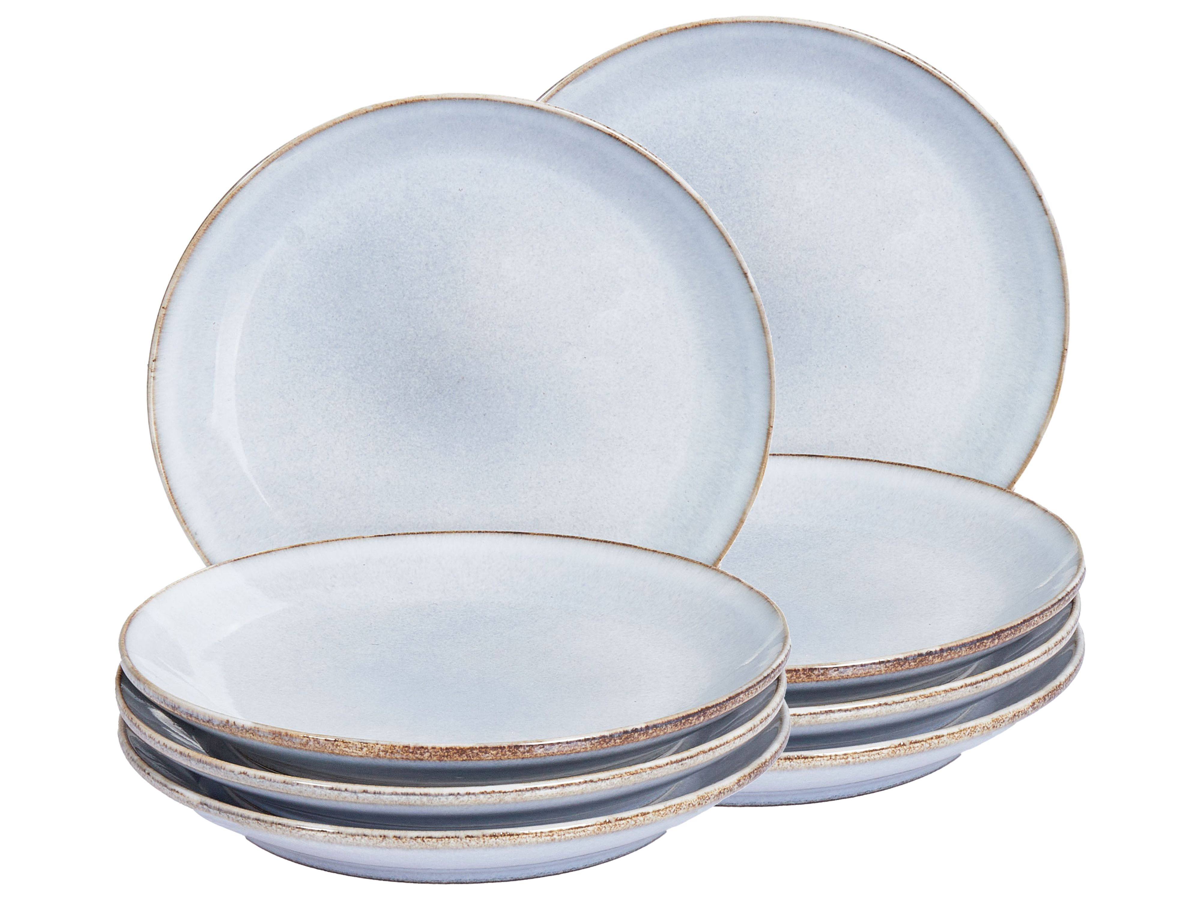 Set of 8 Side Plates JUNIPER Stoneware Light Blue