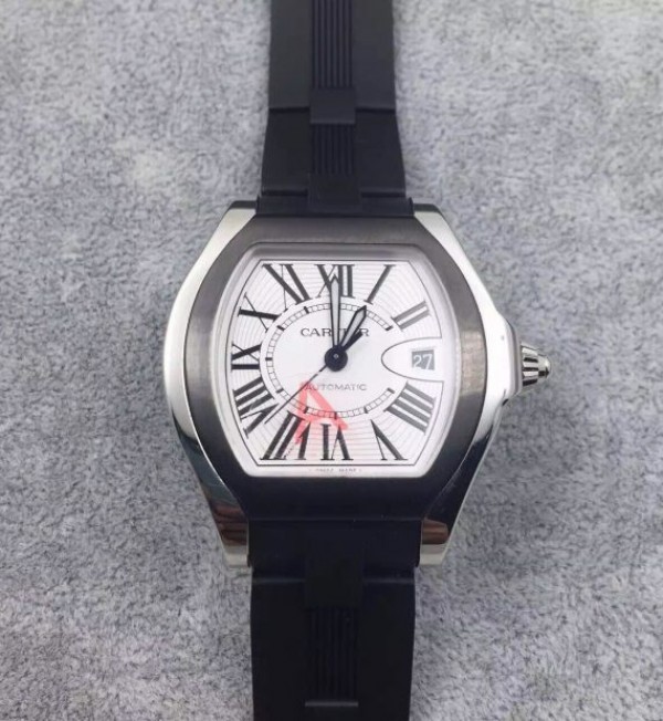 Replica Cartier Roadster SS White Dial Black Rubber Strap A2824 - Top club