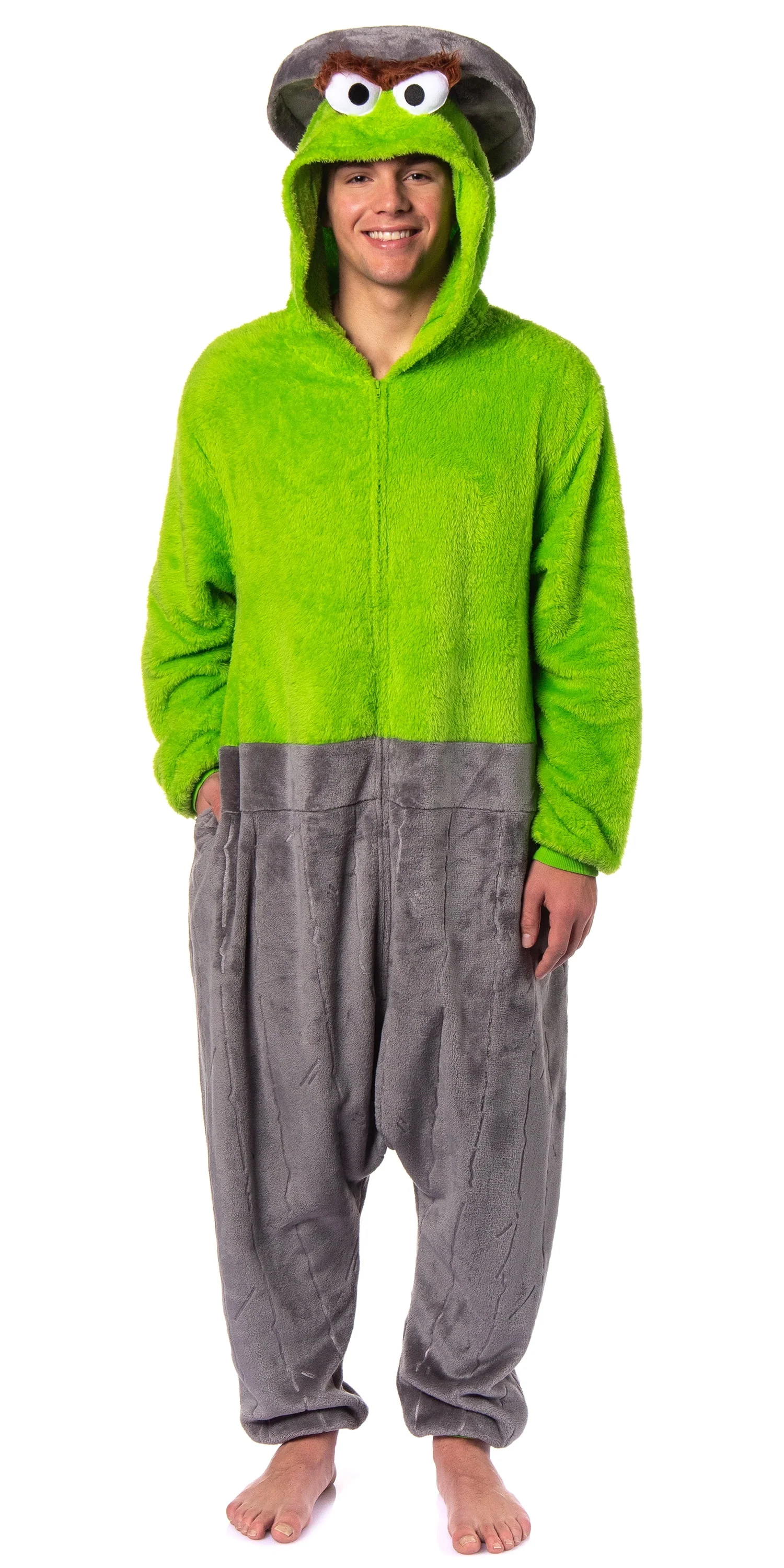 Sesame Street Union Suit Adult Kigurumi Costume Pajama Fleece Hooded One Piece