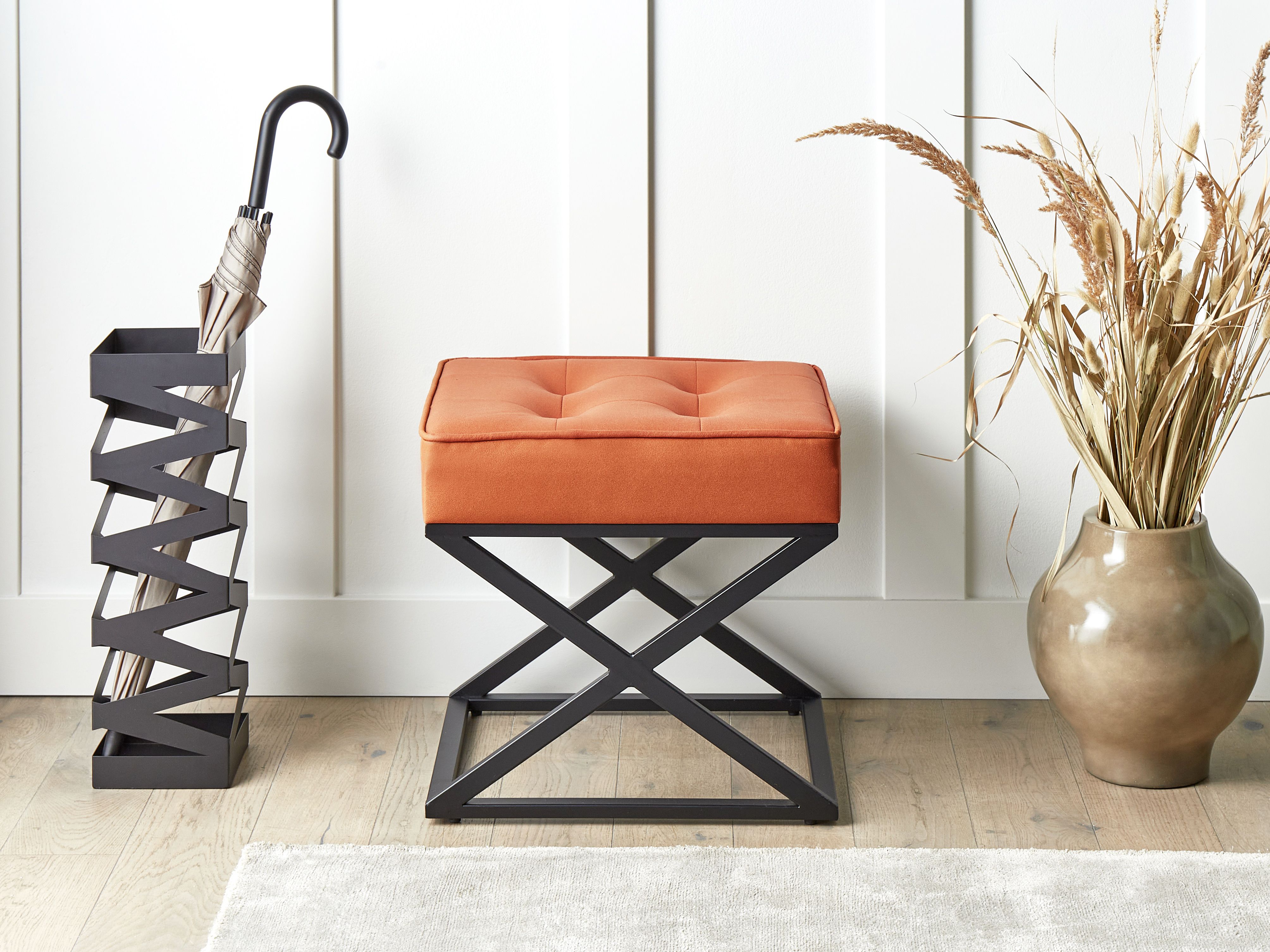 Footstool MURDO Faux Leather Orange