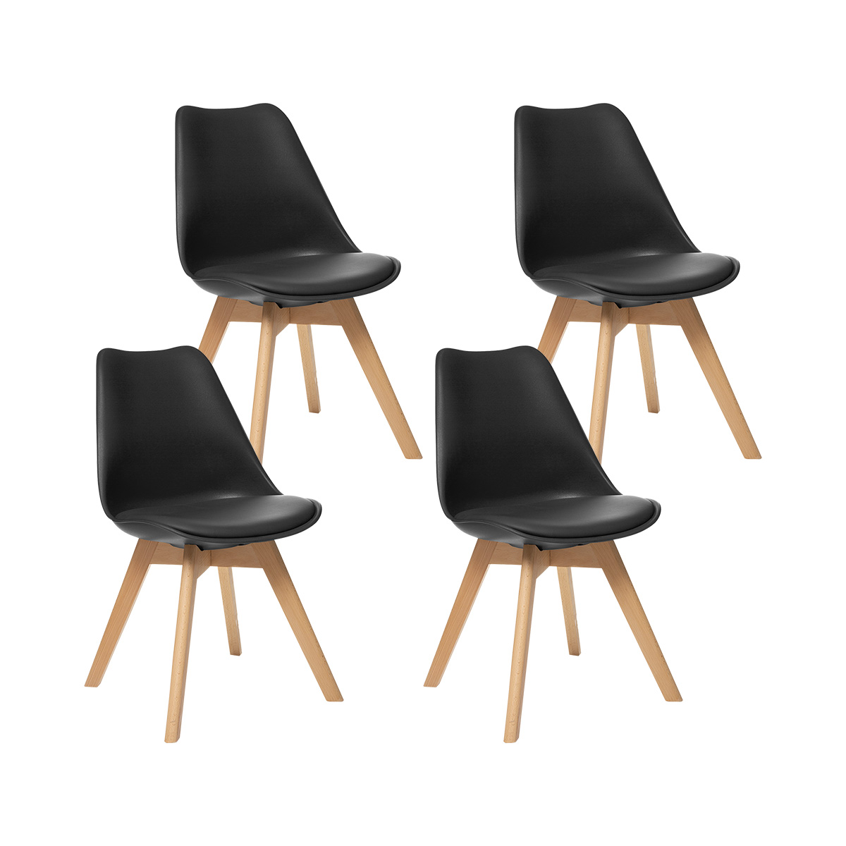 Set of 4 chairs "Baya" Beech, black
