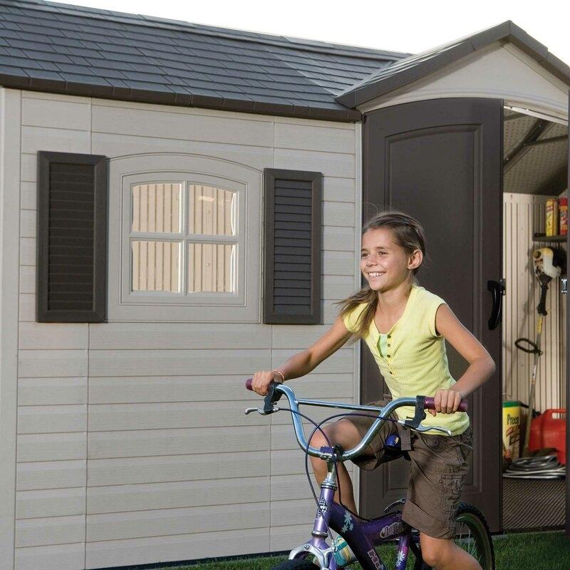 Lifetime Side Entry Plastic Storage Shed 15 ft W x 8 ft D Gray/Beige - 6446 - Image 2 Lifetime Side Entry Plastic Storage Shed 15 ft W x 8 ft D Gray/Beige - 6446 - Image 2