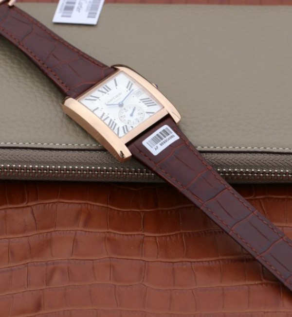 Replica Cartier Tank MC RG White Textured Dial Brown Leather Strap - Top club
