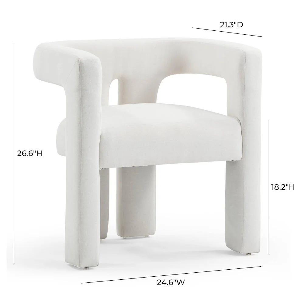 Sloane Bone White Upcycled Fabric Chair - Image 3