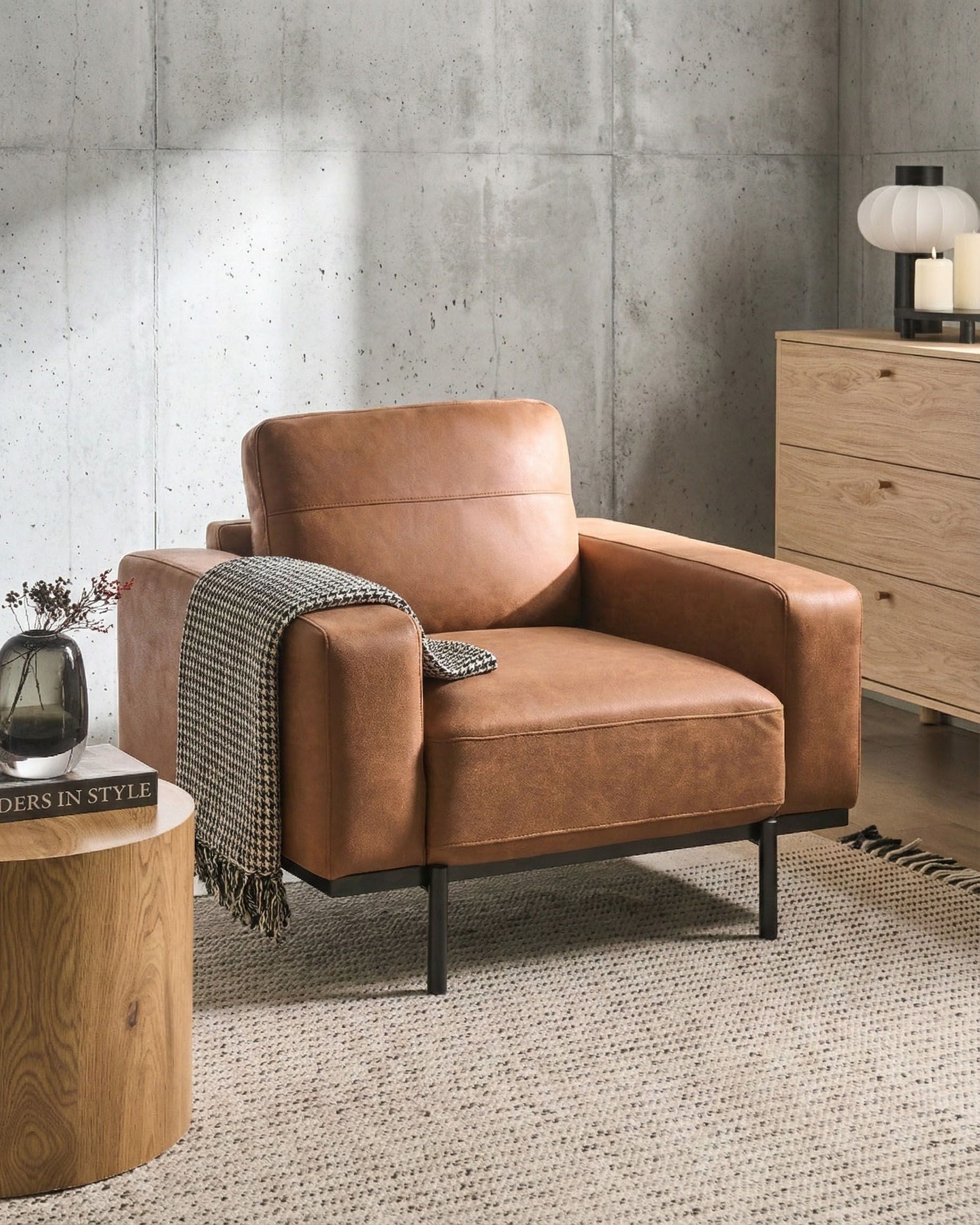 Armchair SOVIK Faux Leather Brown