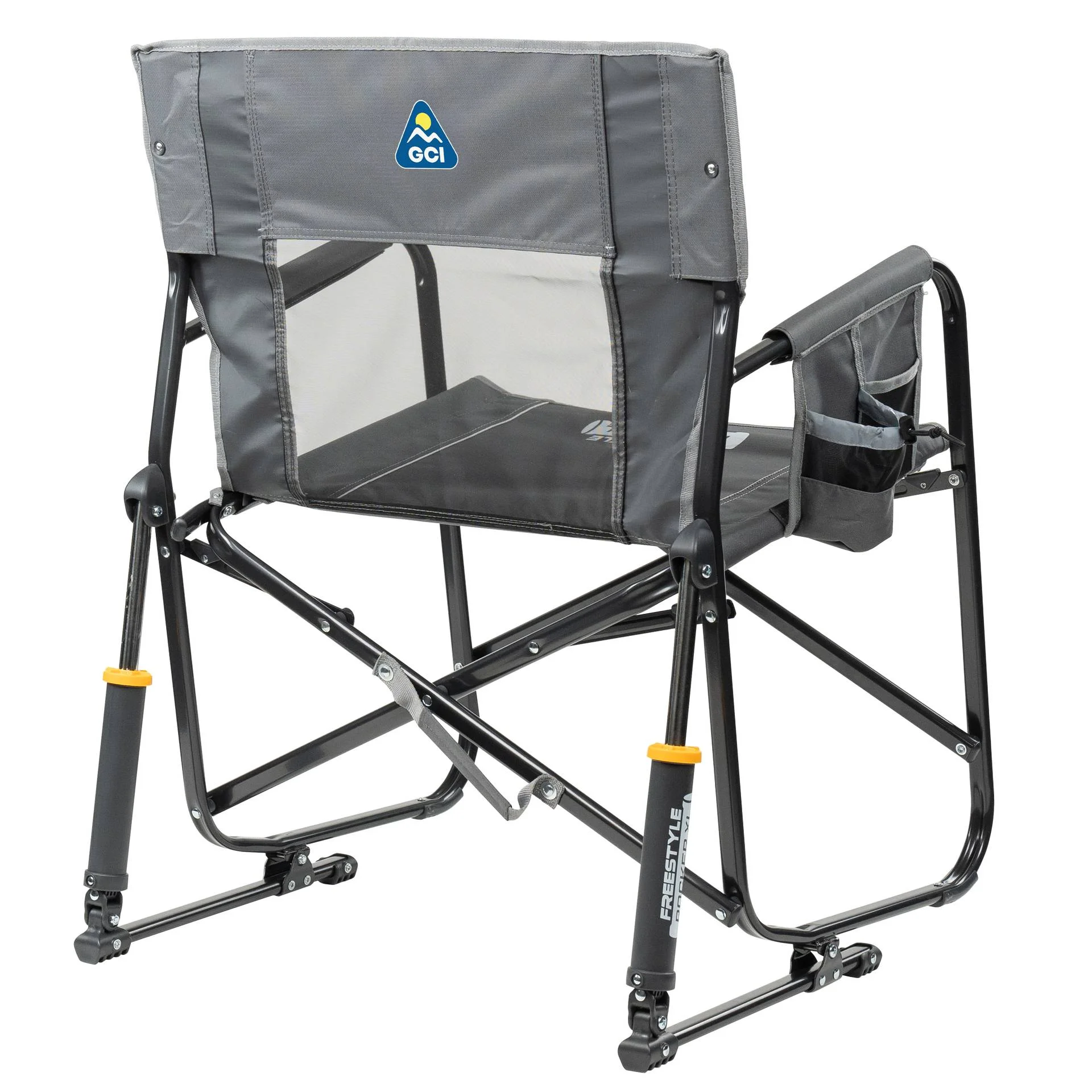 GCI Outdoor Freestyle Rocker XL Oversized Foldable Rocking Camp Chair, Pewter - Image 4