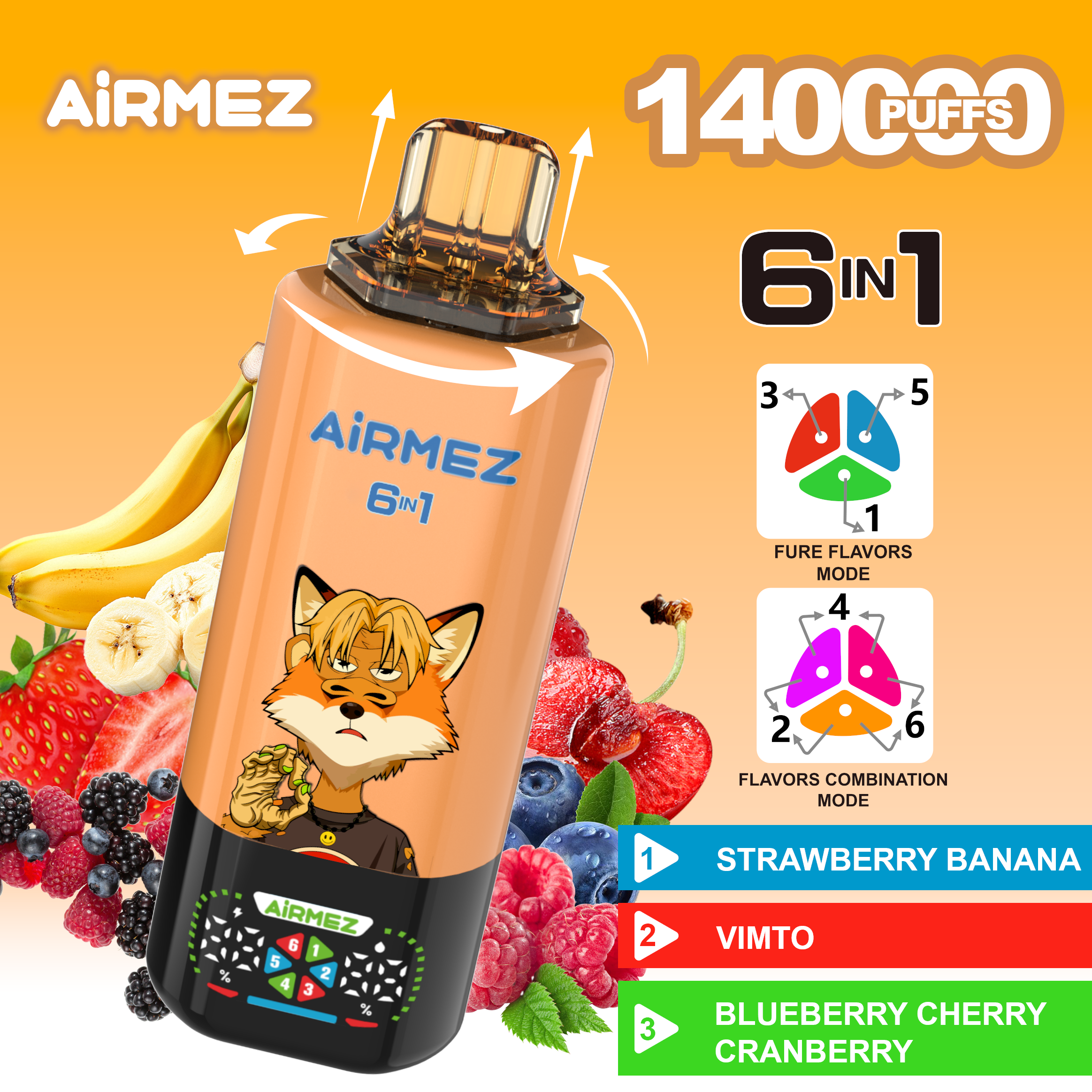 Airmez Fox 6-in-1 140K Puffs