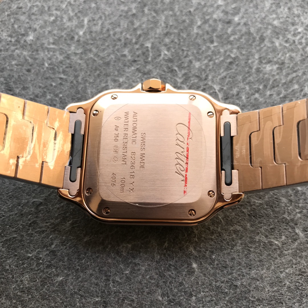Fake cartier watch Santos large model mechanical movement Silver Dial Rose Gold WGSA0018(1:1 replica) - Top club