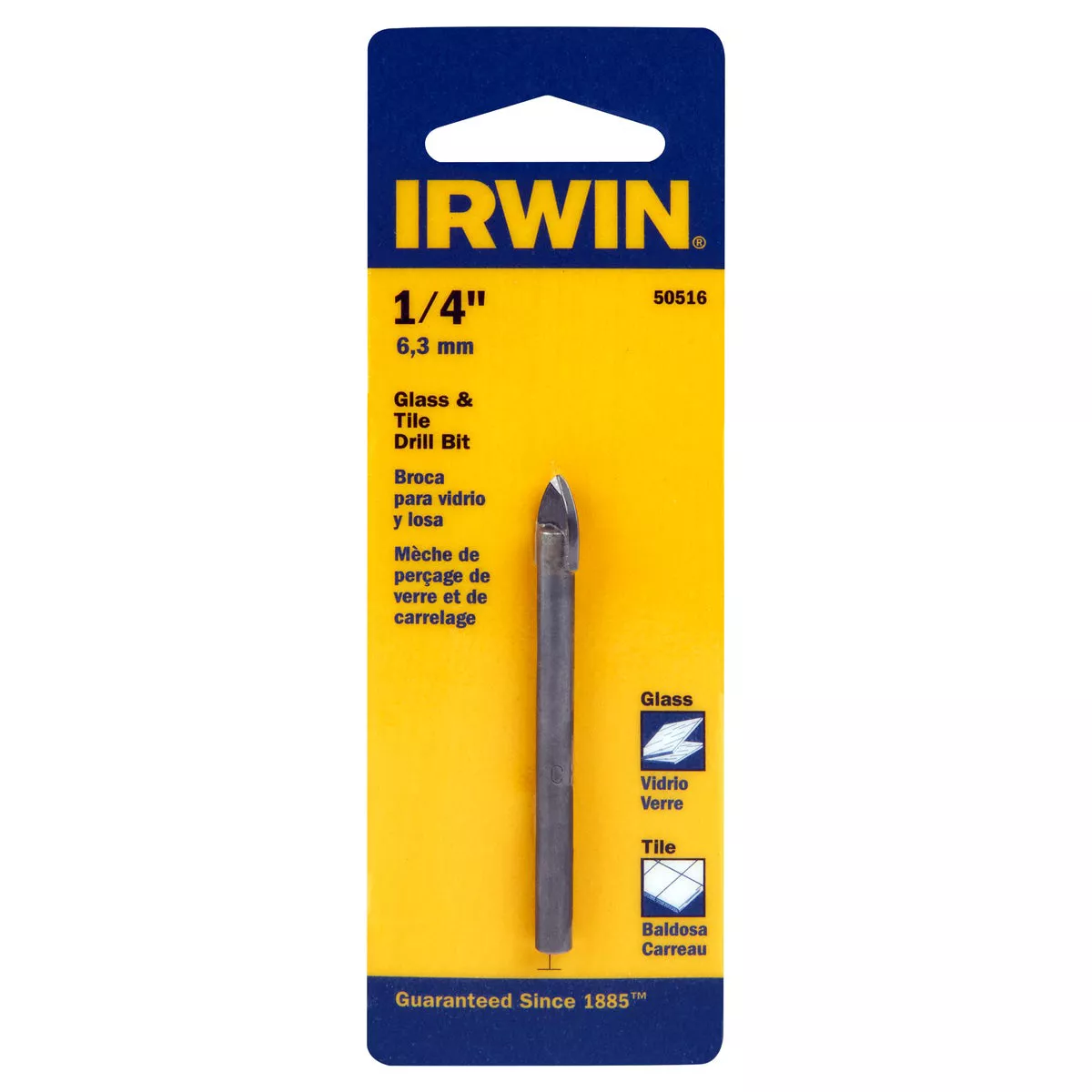 Irwin 1/4 In. x 6-1/4 In. Carbide Glass & Tile Drill Bit