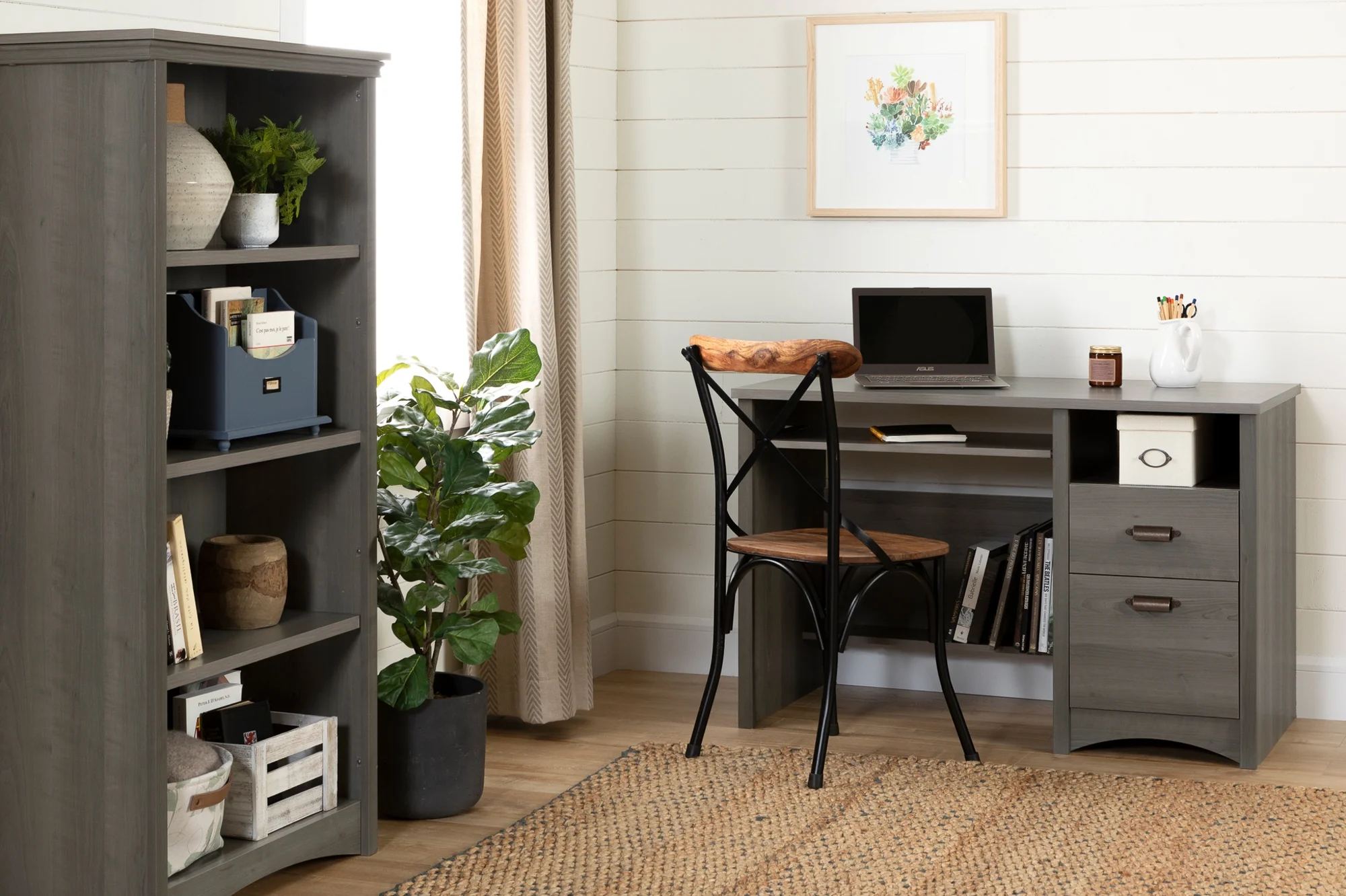 Gascony 4-Shelf Bookcase-Rubbed Black-South Shore - Image 14