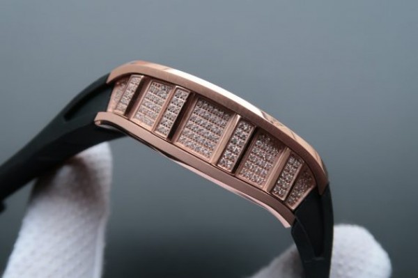 Replica Richard Mille RM057 Dragon Phoenix RG Case Diamonds Bezel RG Dial Black Rubber Strap - Top club