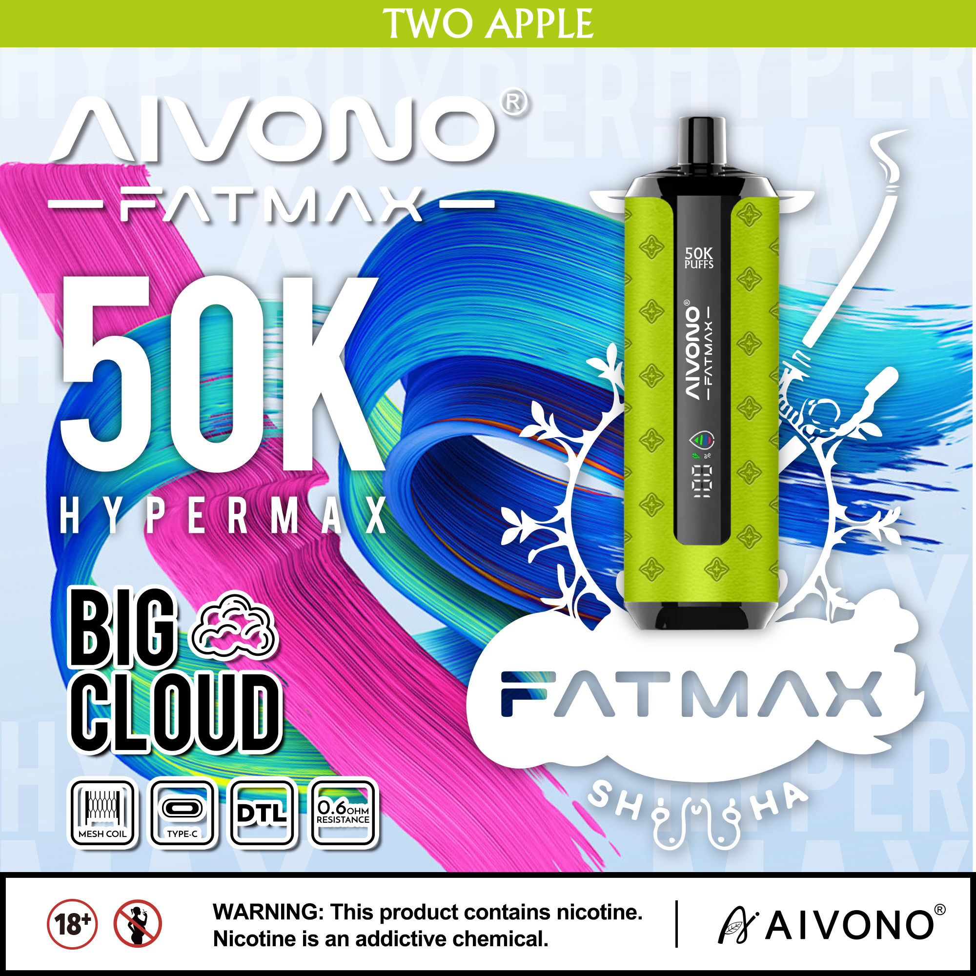 AIVONO AIM FATMAX 50000 Puffs Disposable Shisha Vape