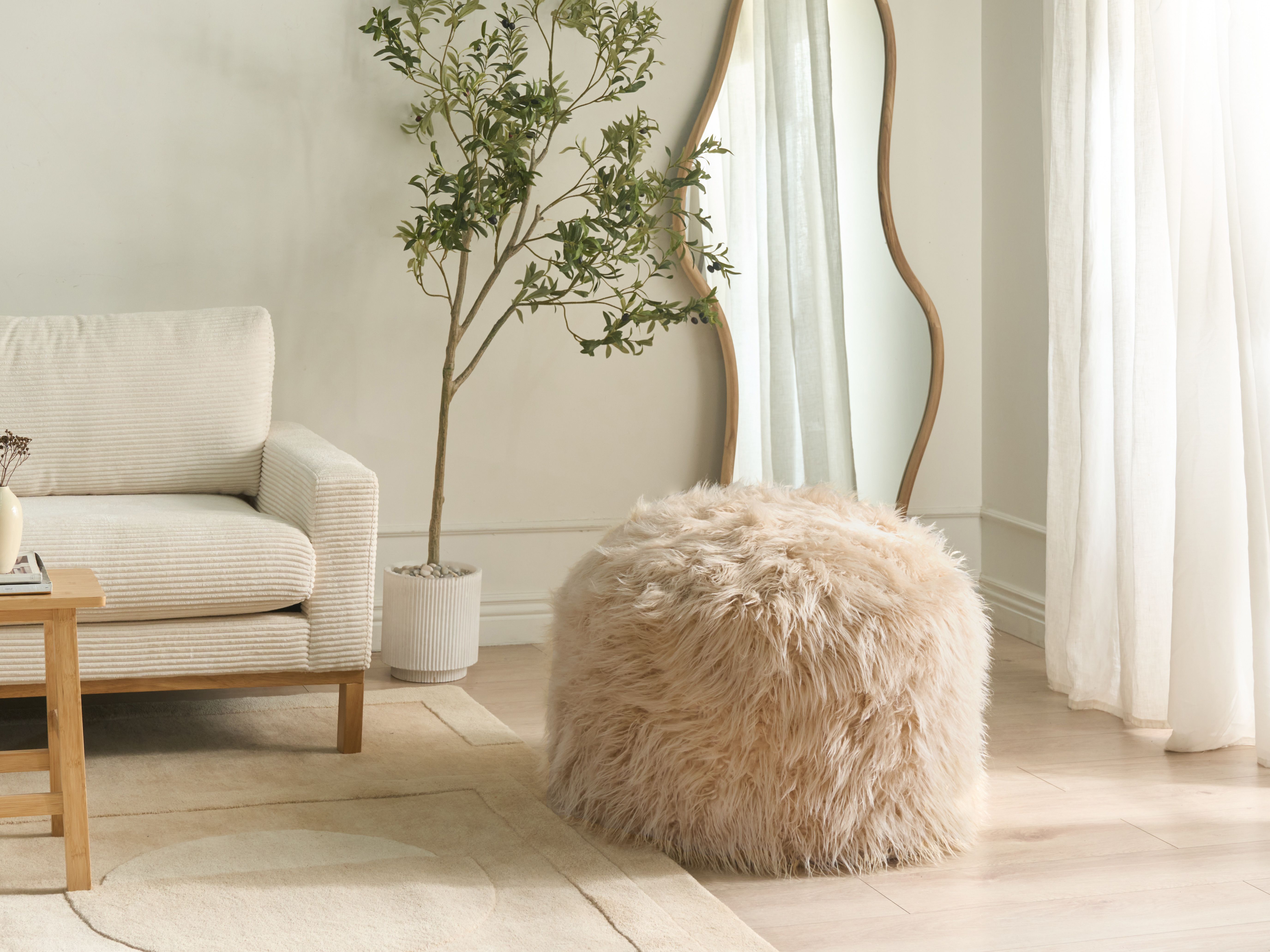 Pouffe TUKKI Faux Fur Light Beige
