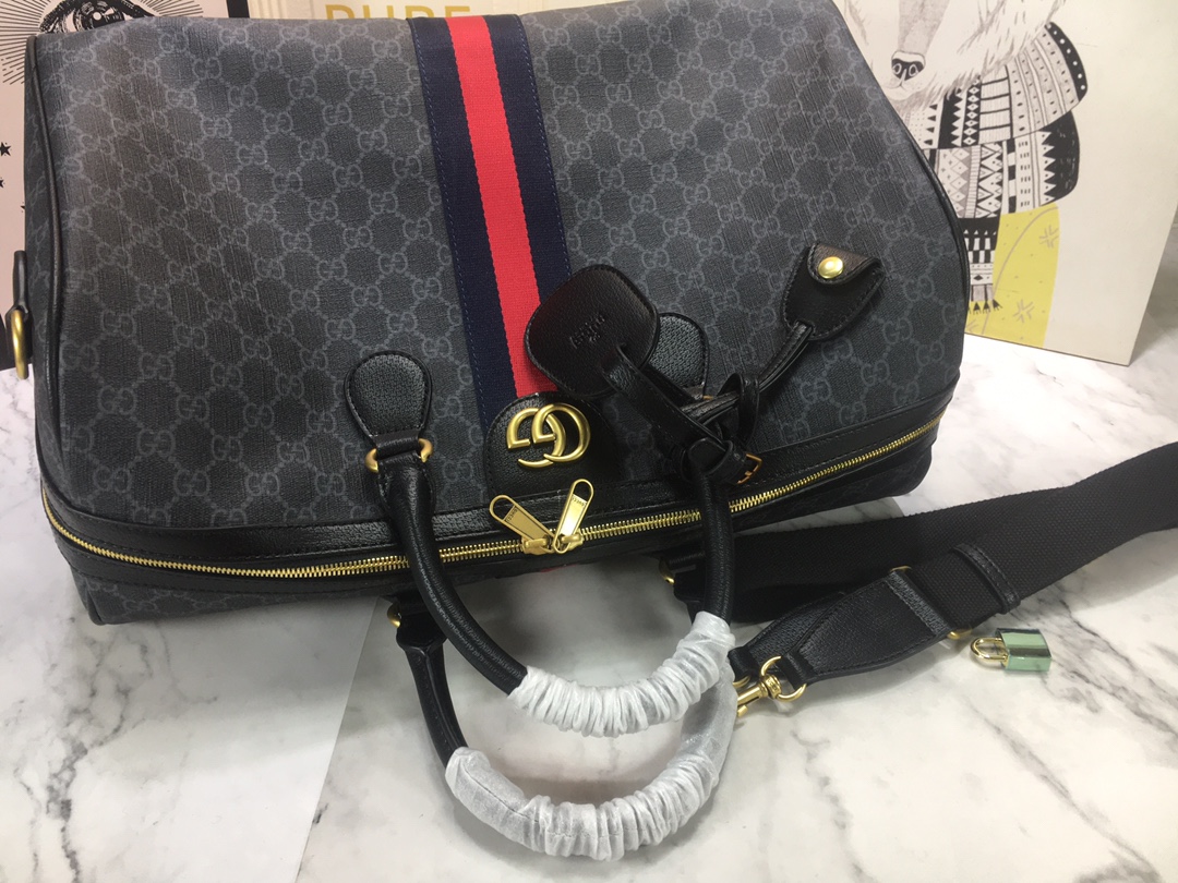 Replica Gucci Ophidia Medium Carry-On Duffle Beige/Black1:1High-quality replica