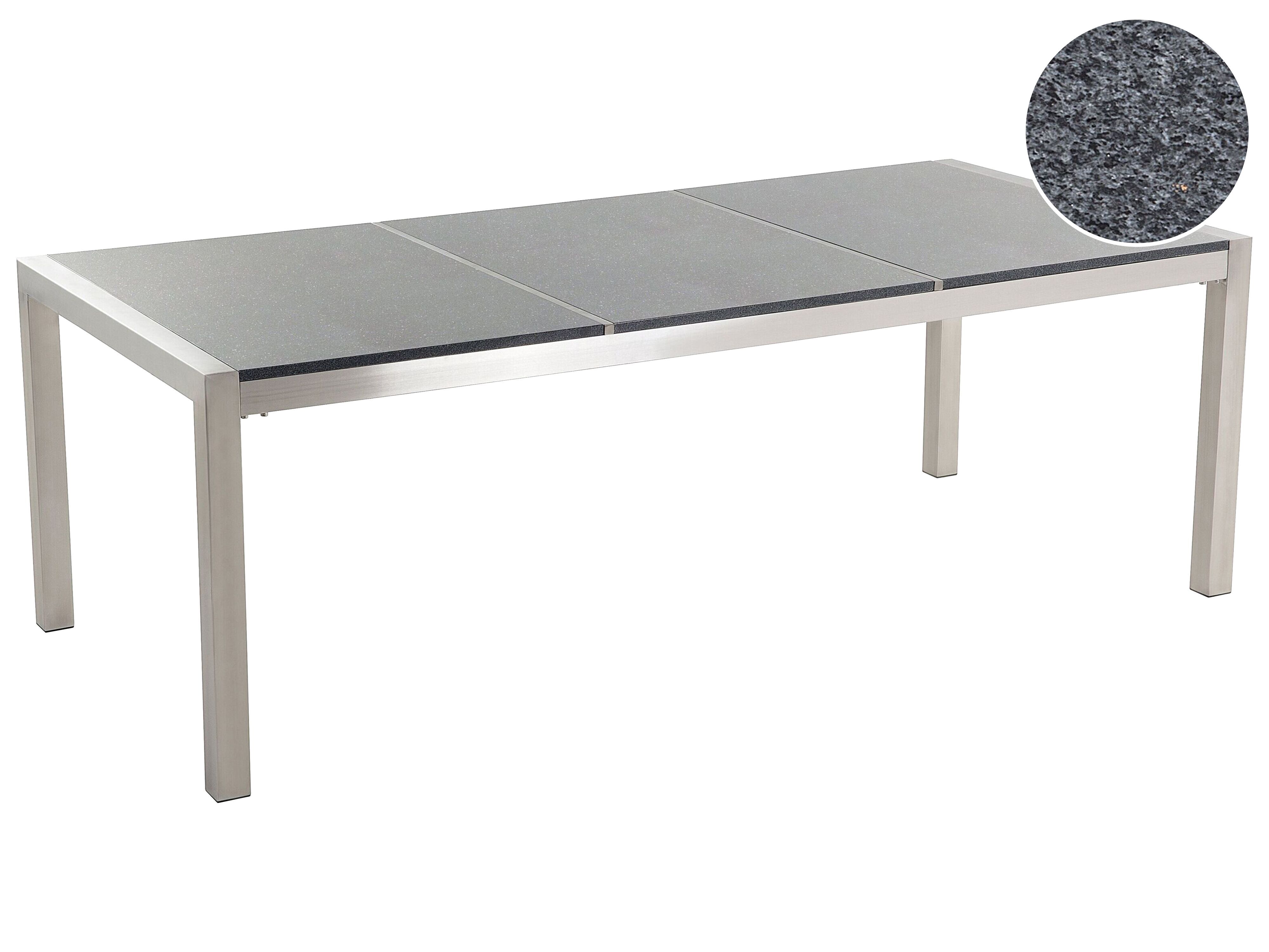 Garden Dining Table GROSSETO 220 cm 100 cm Polished Granite Grey