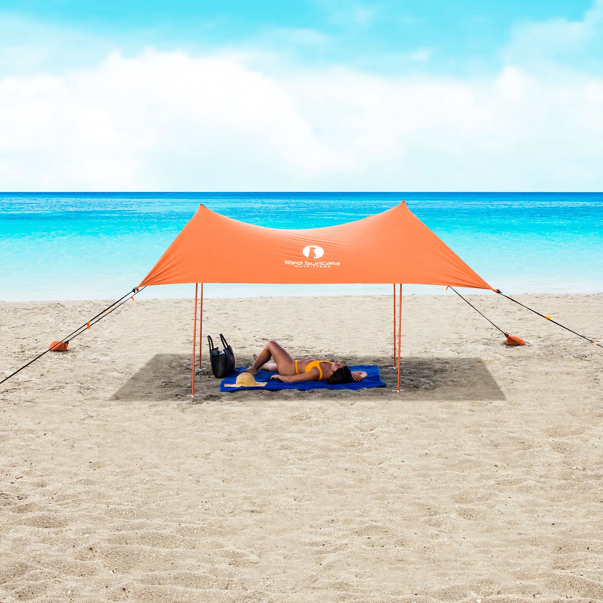 Orange Family Beach Sun Shade Canopy Tent with sand anchors - Image 4