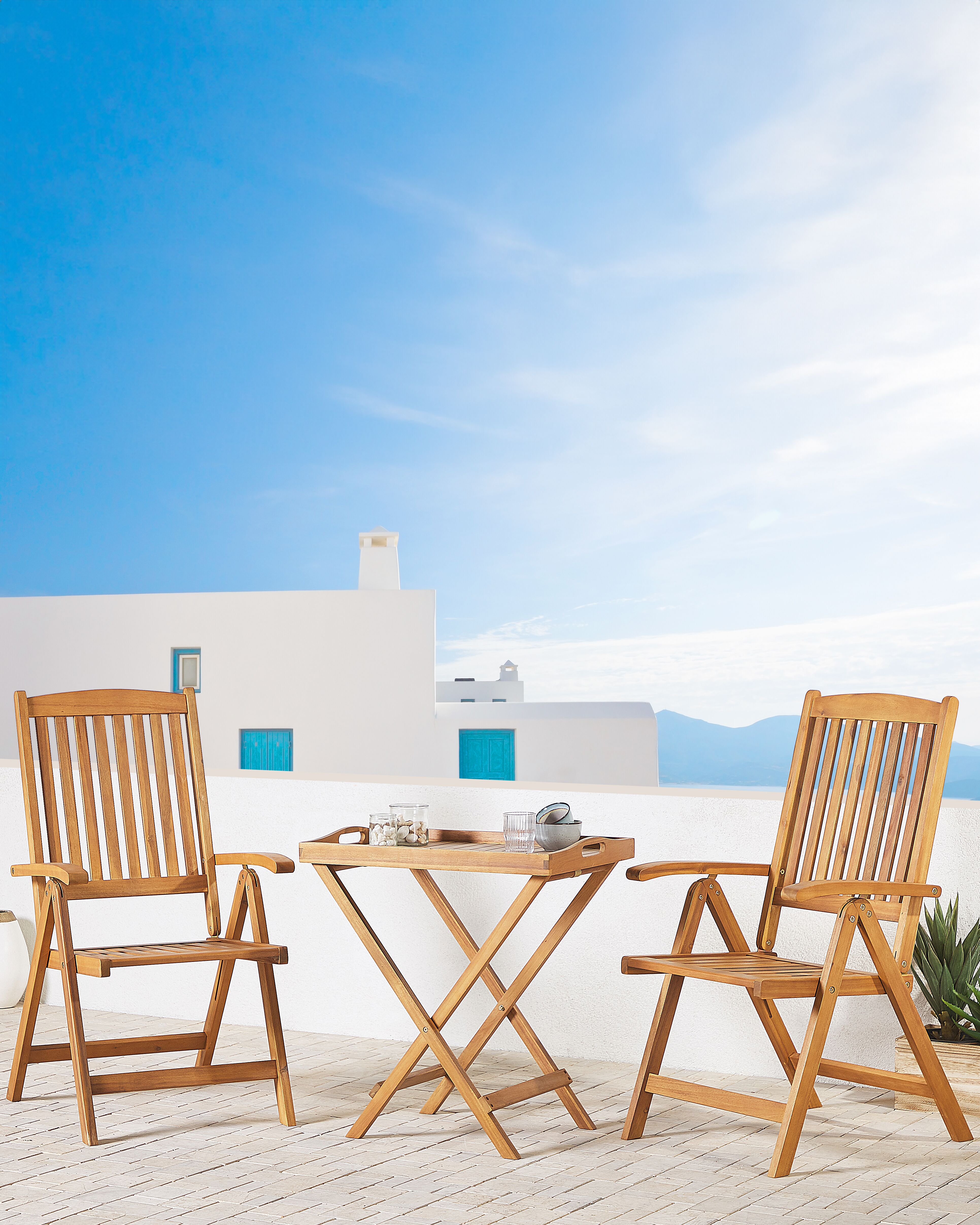 Set of 2 Garden Chairs JAVA Acacia Wood Light Brown