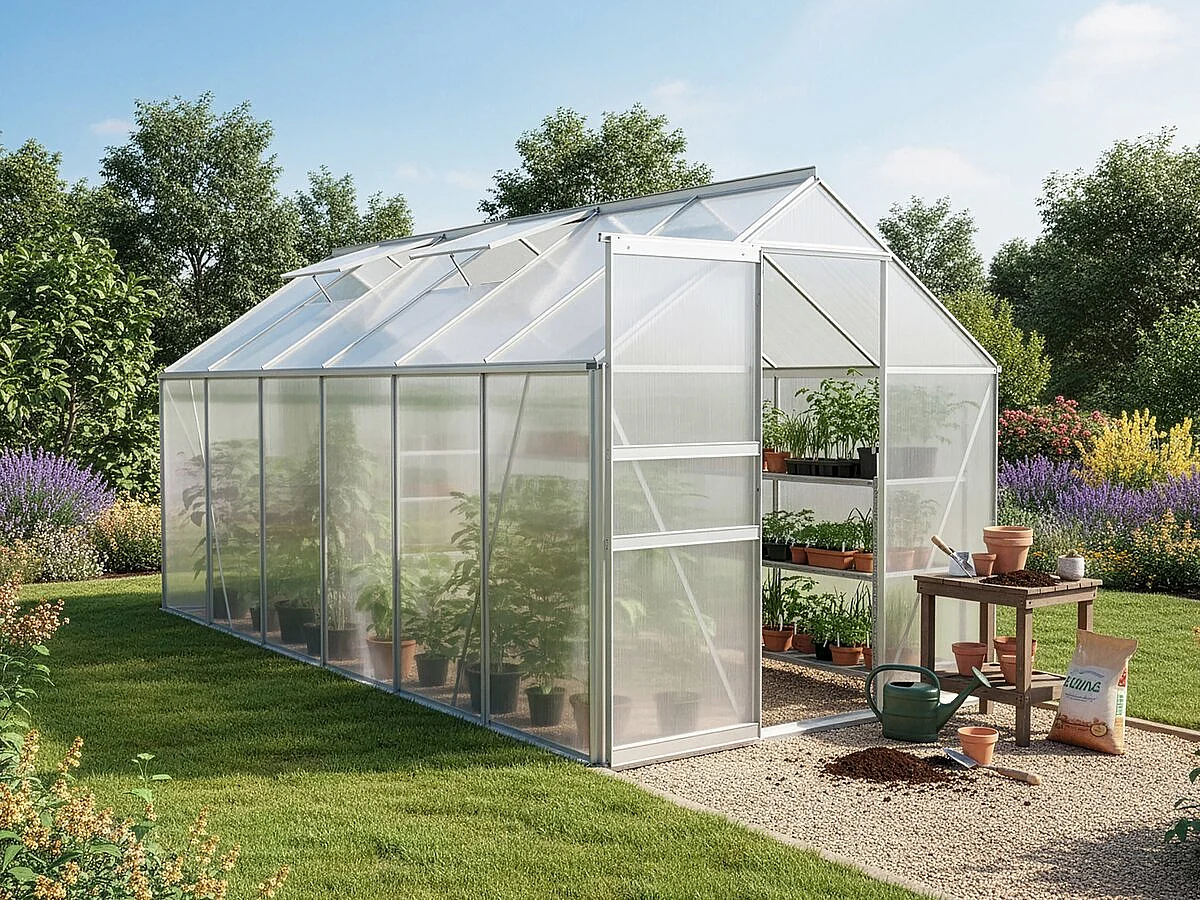 Serre jardin polycarbonate 370 x 190 x 195 cm 