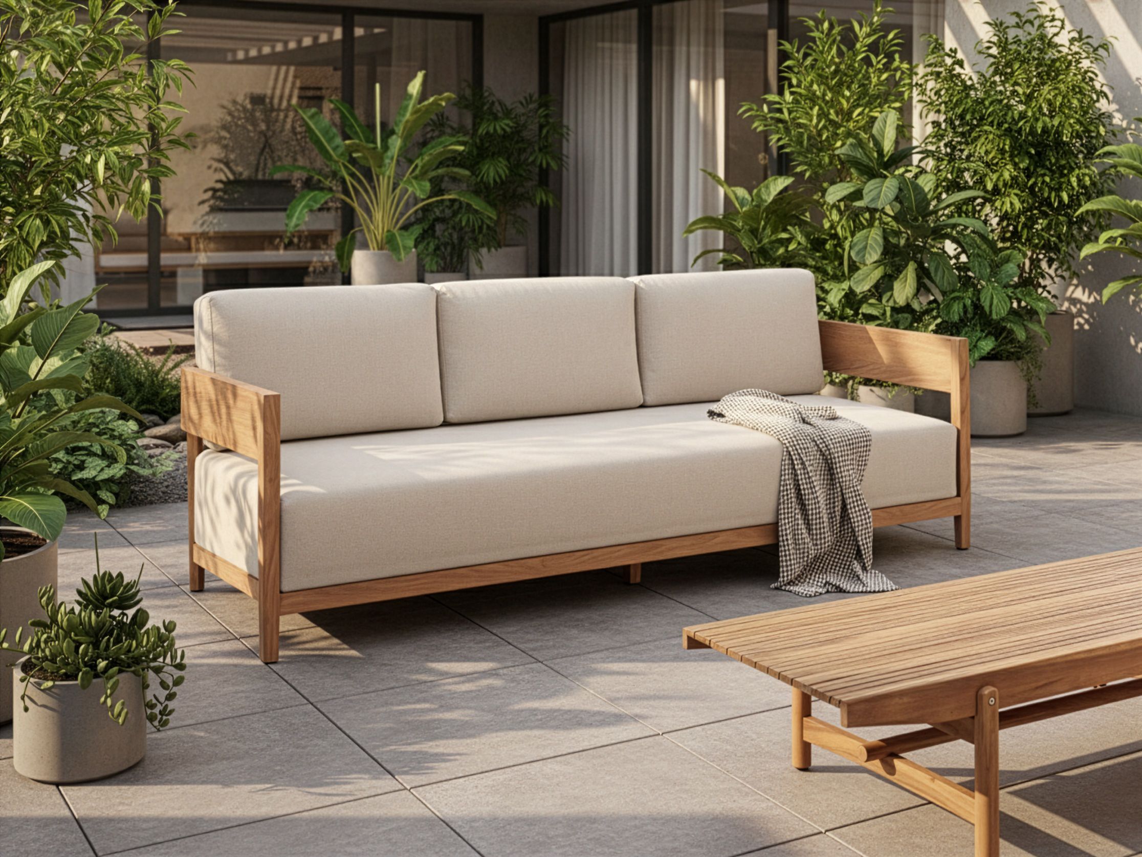 Garden Sofa 3 Seater SAMPIERI Metal Light Brown