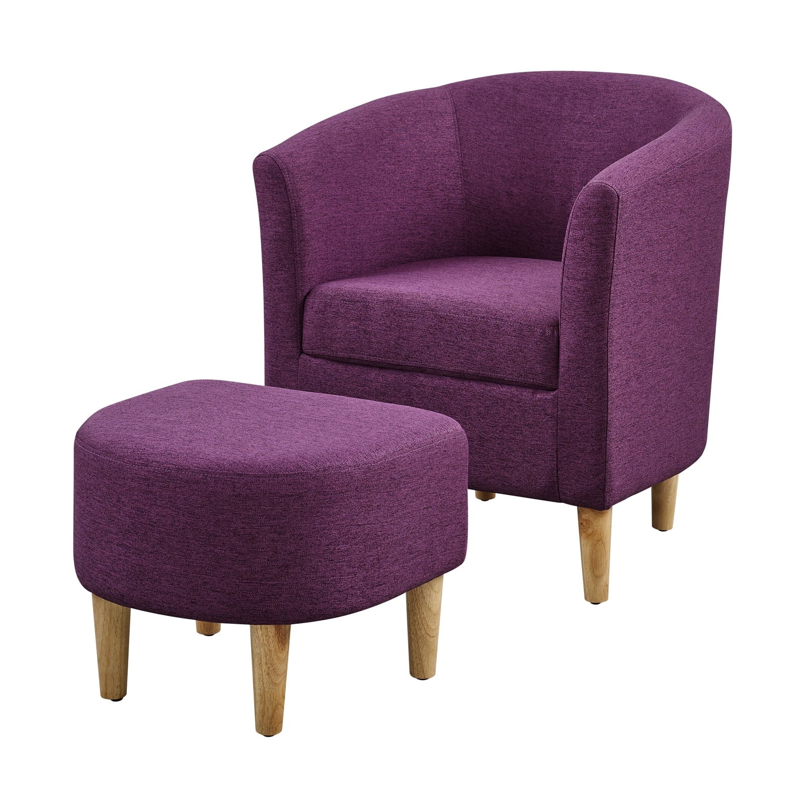 Lohoms Accent Arm Chair With Ottoman Set, Modern Home Leisure Chair with Footrest, Comfy Upholstered Armchair Single Sofa, Reading Chair with Solid Wood Legs for Living Room Bedroom, Gray - Image 10