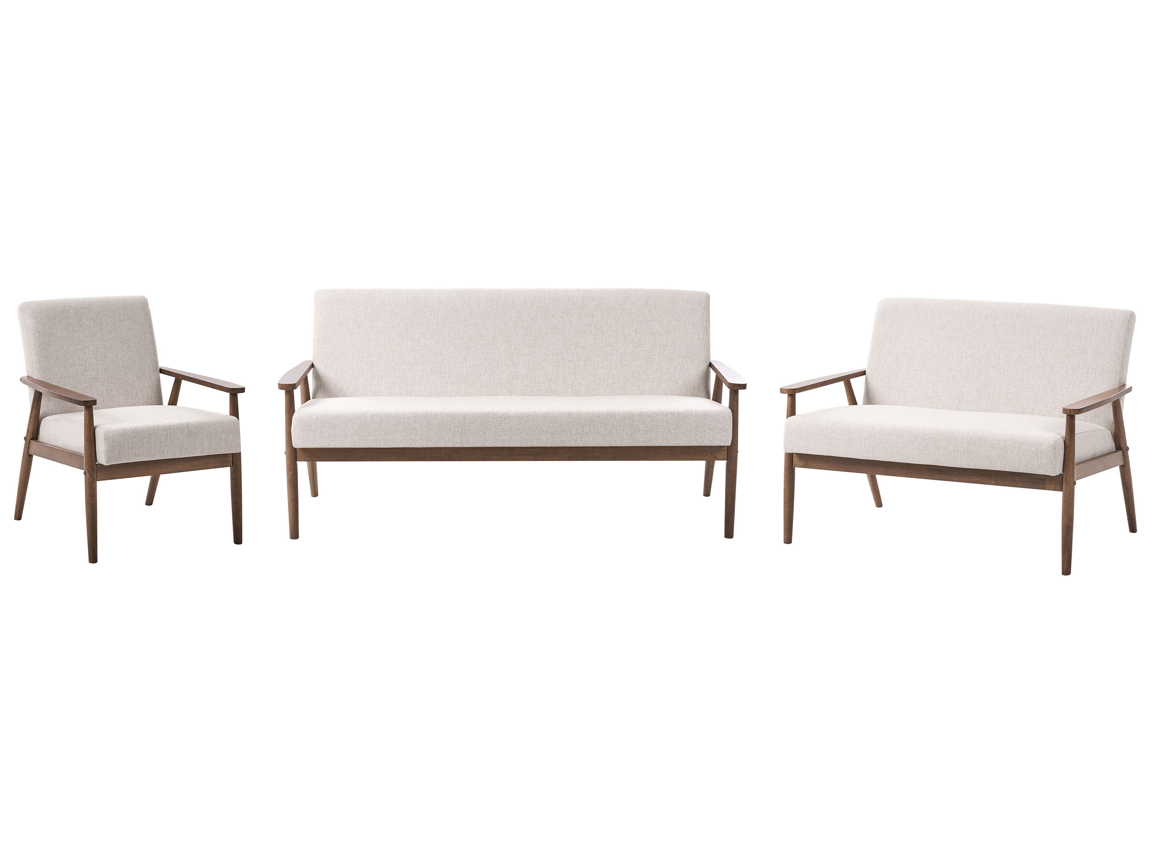 Living Room Set 6 Seater ESRUM Fabric Dark Brown/ Beige