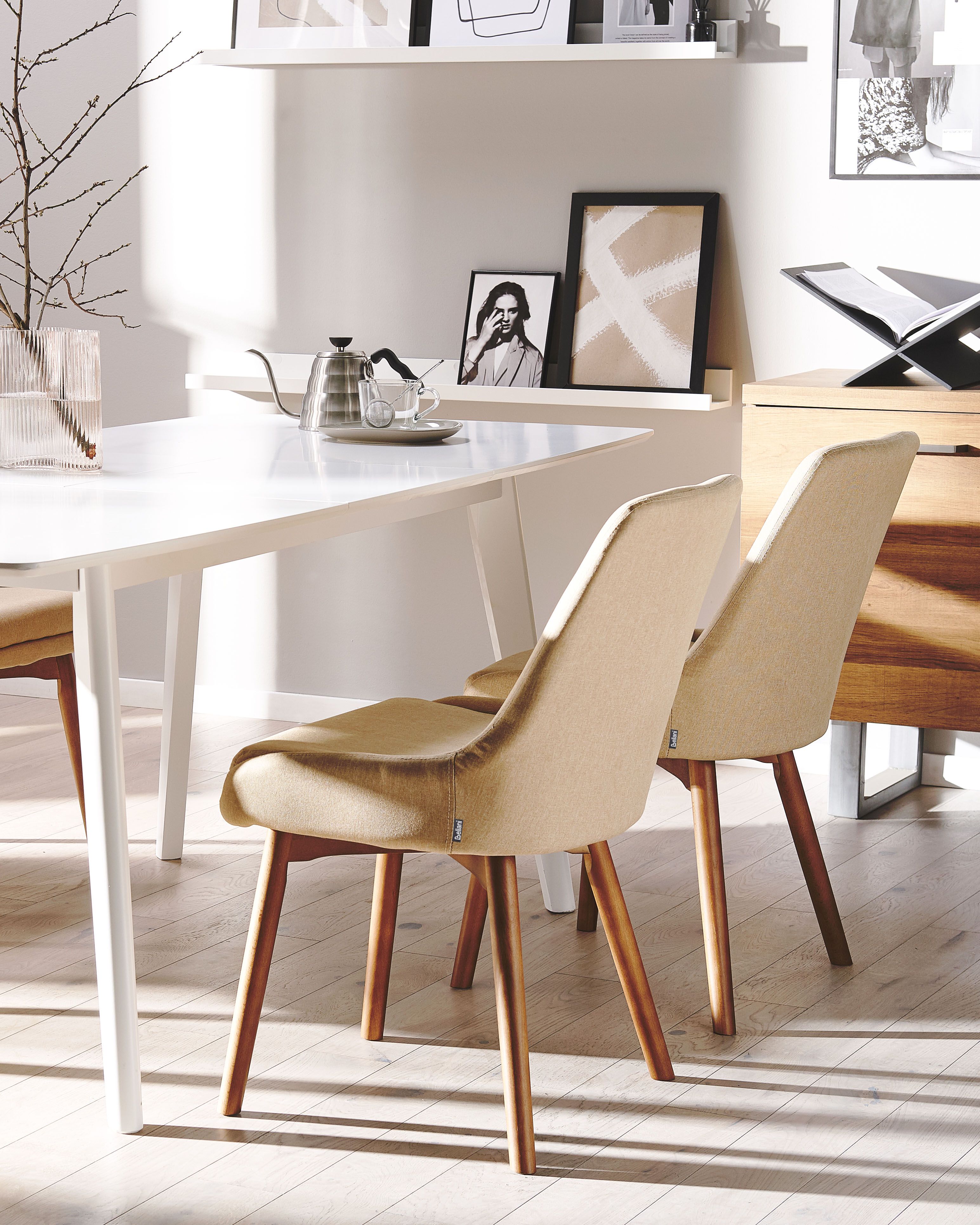 Set of 2 Dining Chairs MELFORT Fabric Sand Beige