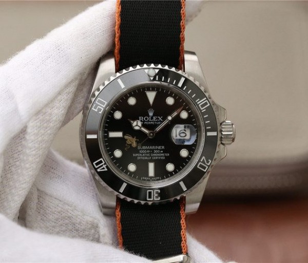 Replica Rolex Submariner 116610 LN Black Ceramic Bee Noob Nylon Strap A2836 - Elite Watch Atelier