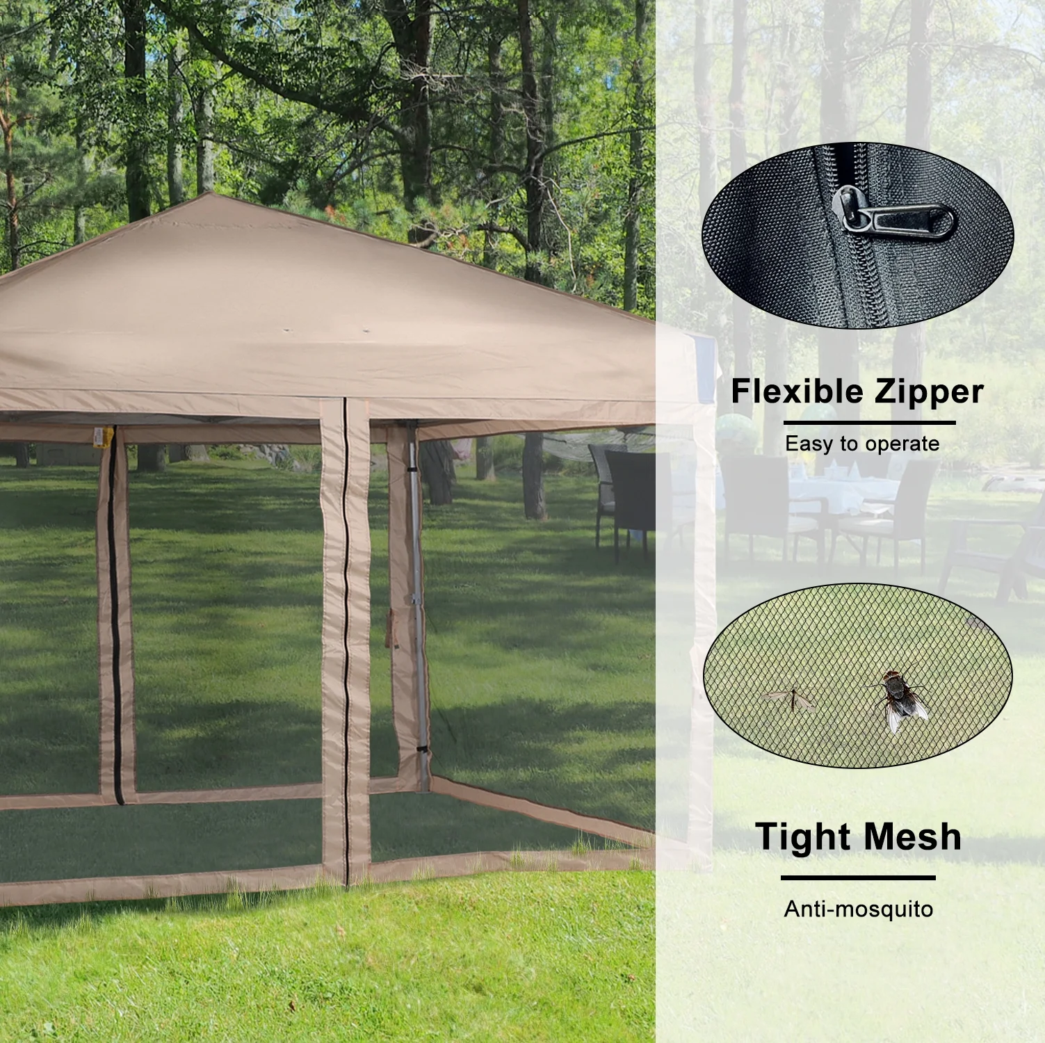 Aoodor 12'x12' Pop Up Canopy with Removable Mesh Sidewalls, Outdoor Portable Instant Shelter Tent-Black - Image 31