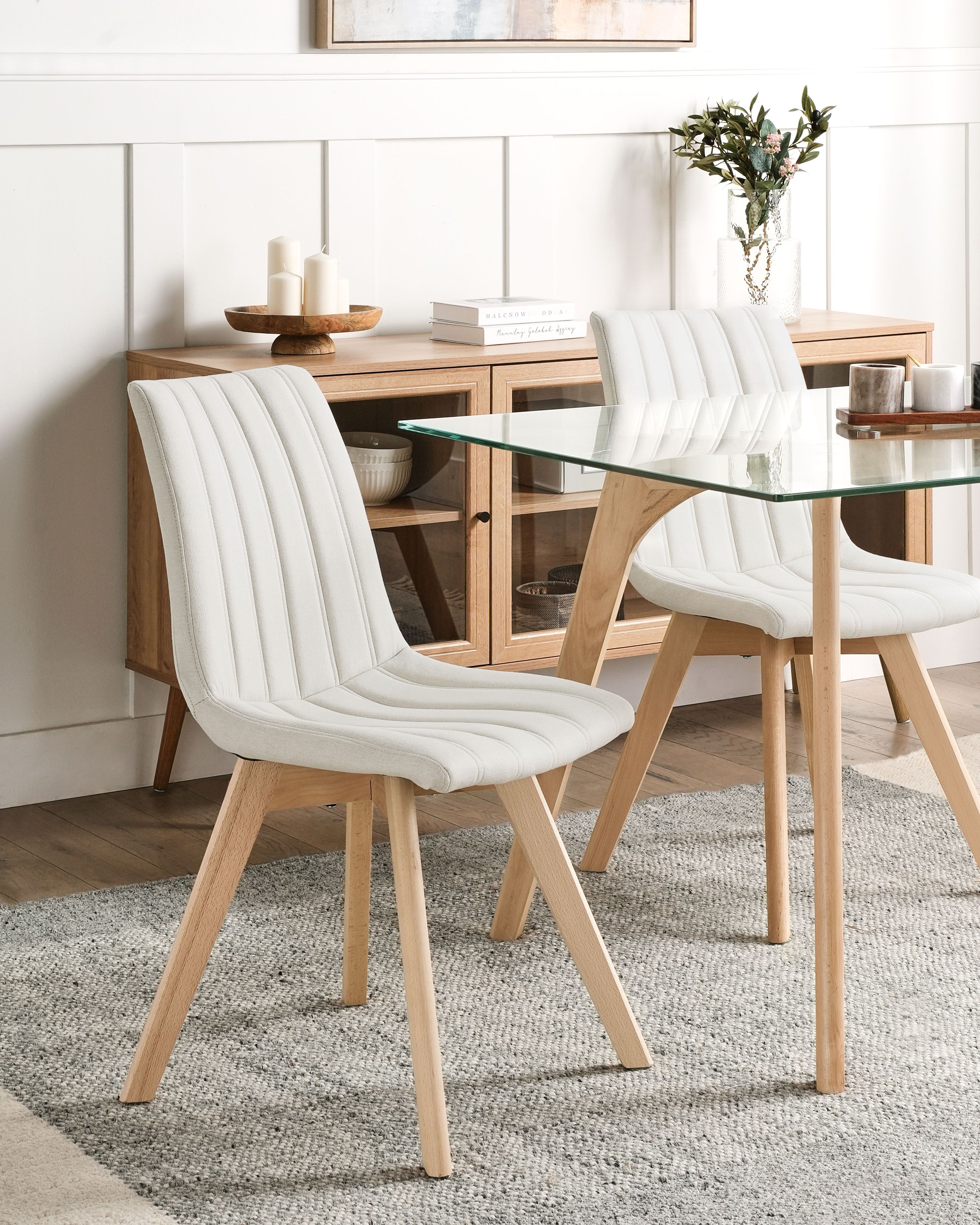 Set of 2 Dining Chairs CALGARY Fabric Off-White