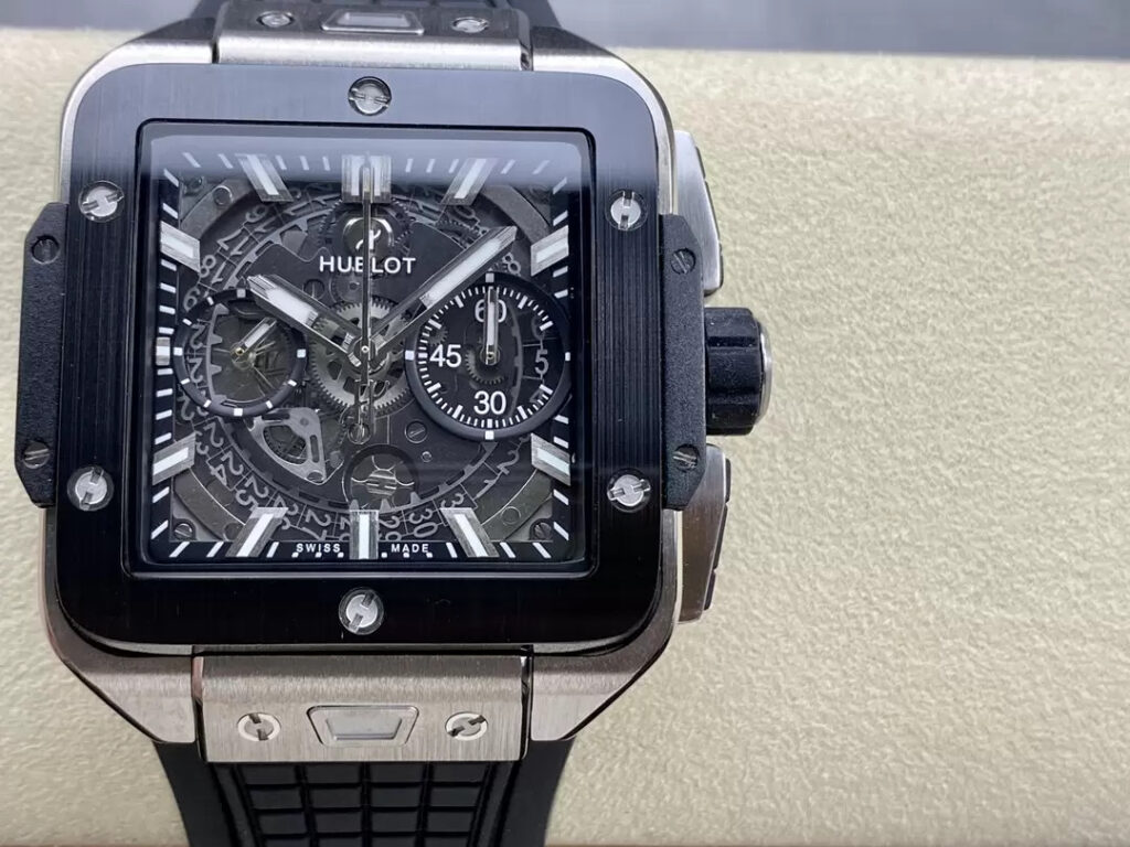 Hublot Replica 1:1 Watch Big Bang Square Titanium Black Ceramic Bezel 42mm - Elite Watch Atelier
