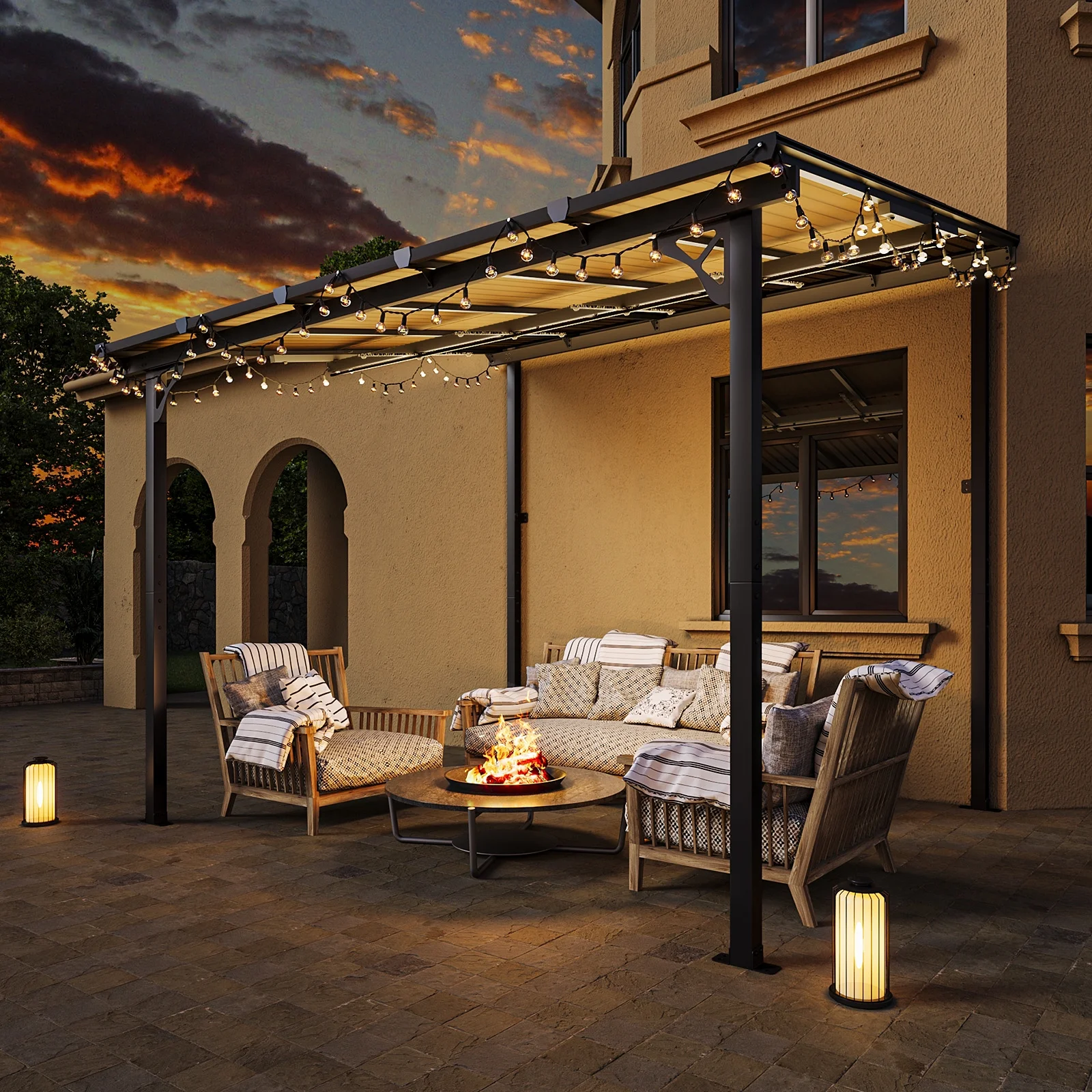 Aoxun 8' x 5' Gazebo for Patio, Gazebo Pergola with Sloped Roof, Grill Gazebo Large Wall-Mounted Heavy Duty Awnings, for Backyard, Deck, Patio - Image 60