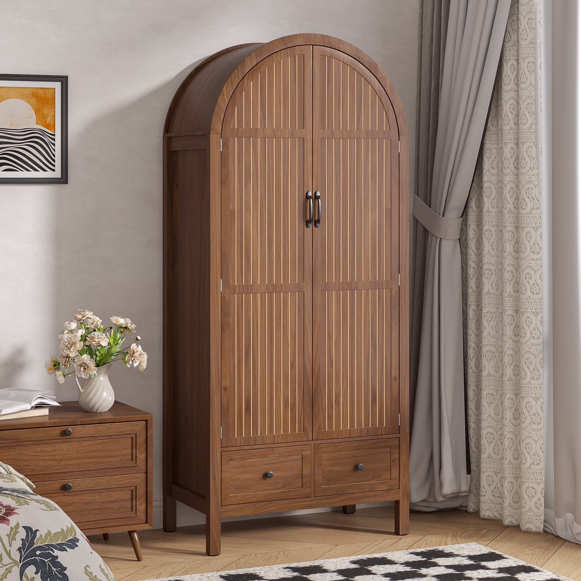 Armoire Wardrobe Closet, Bedroom Armoire with Drawers, Wood Wardrobe Storage Cabinets - Image 3