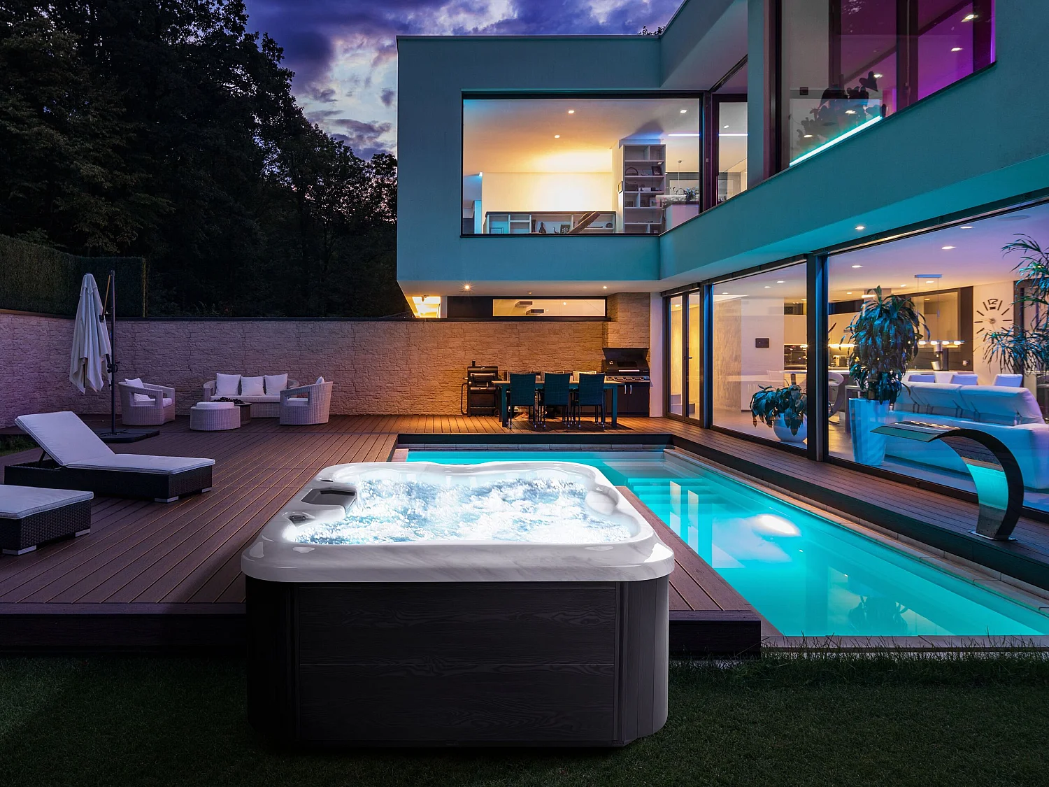 Spa d'extérieur avec LED ARCELIA Blanc