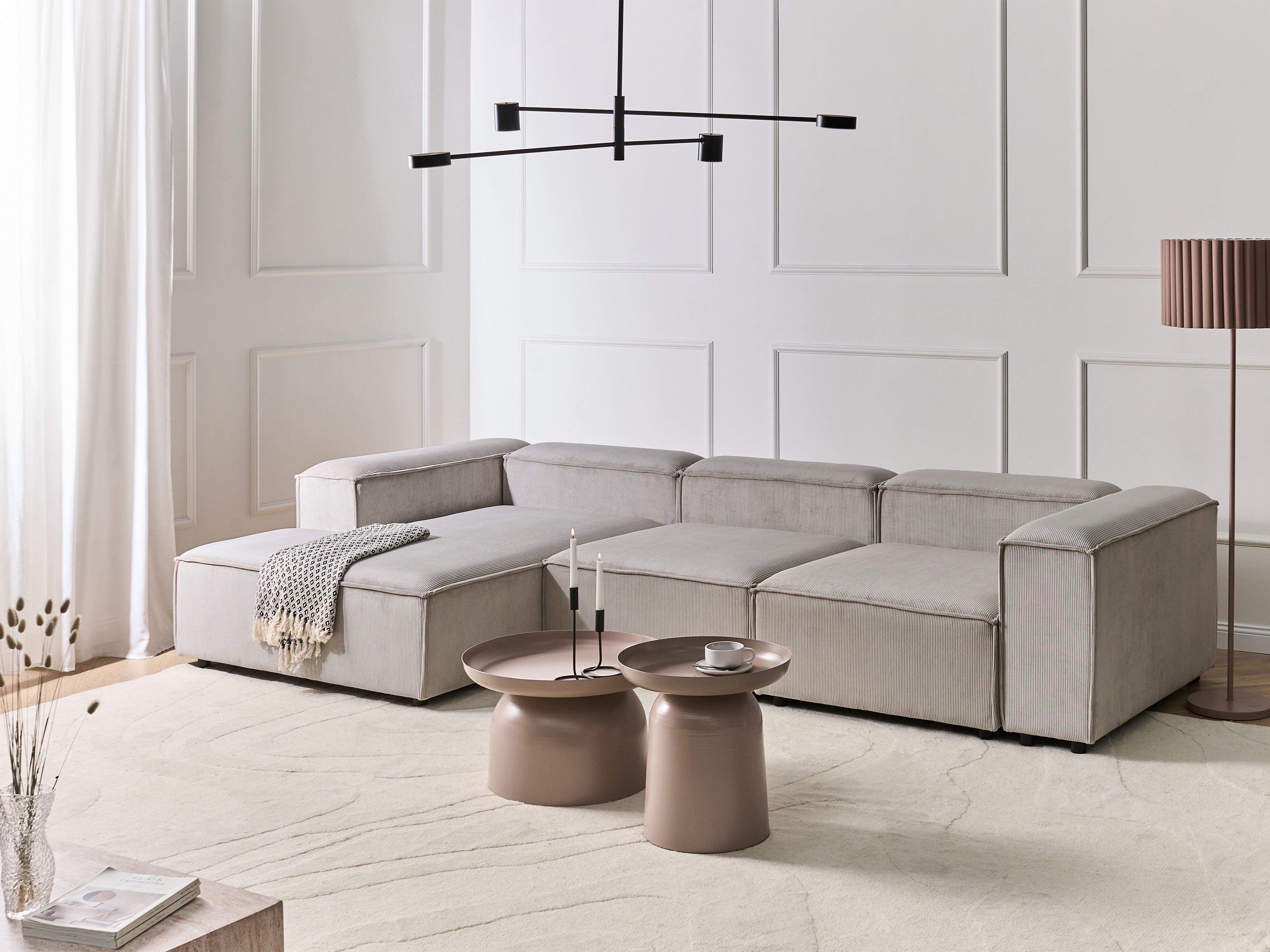 Modular Corner Sofa 4 Seater ARDAL Corduroy Taupe Right Hand