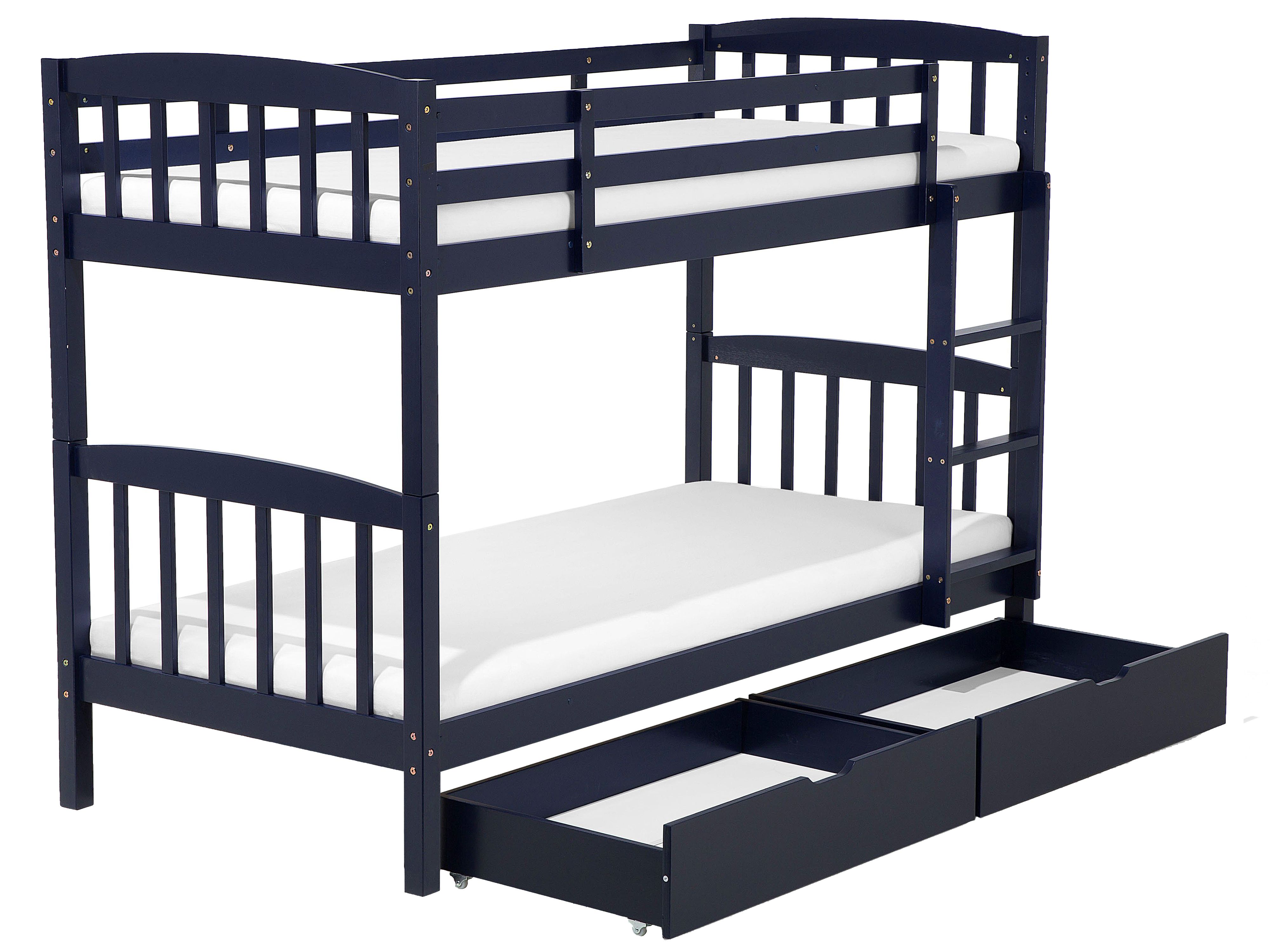 Bunk Bed with Drawers Pine Wood REVIN 90 x 200 cm (EU Single) Navy Blue