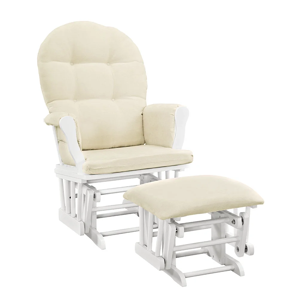 Angel Line Windsor Glider and Ottoman, Natural Finish with Gray Cushions - Image 14